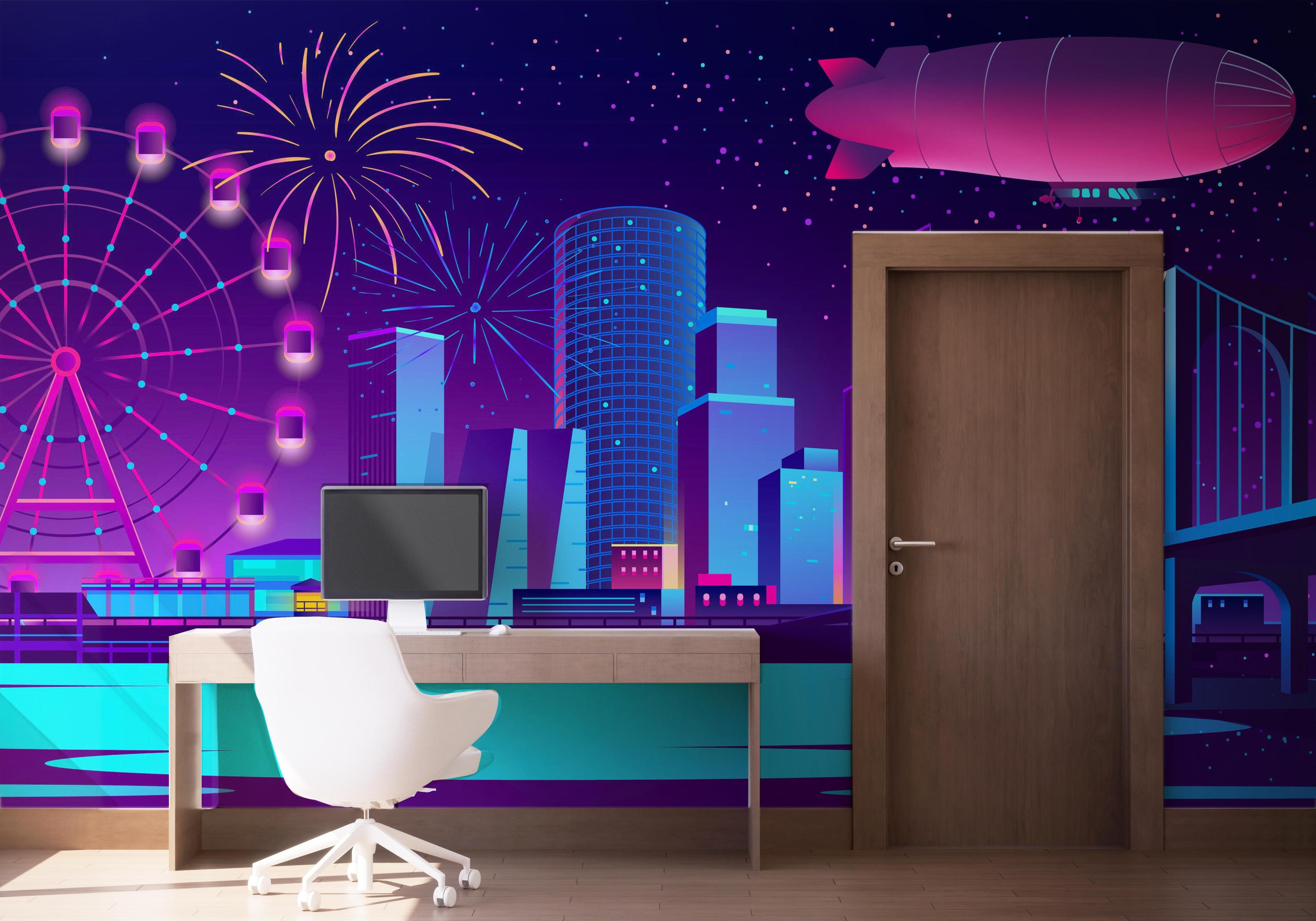 Fototapete Blue Purple Nyc mockup 1