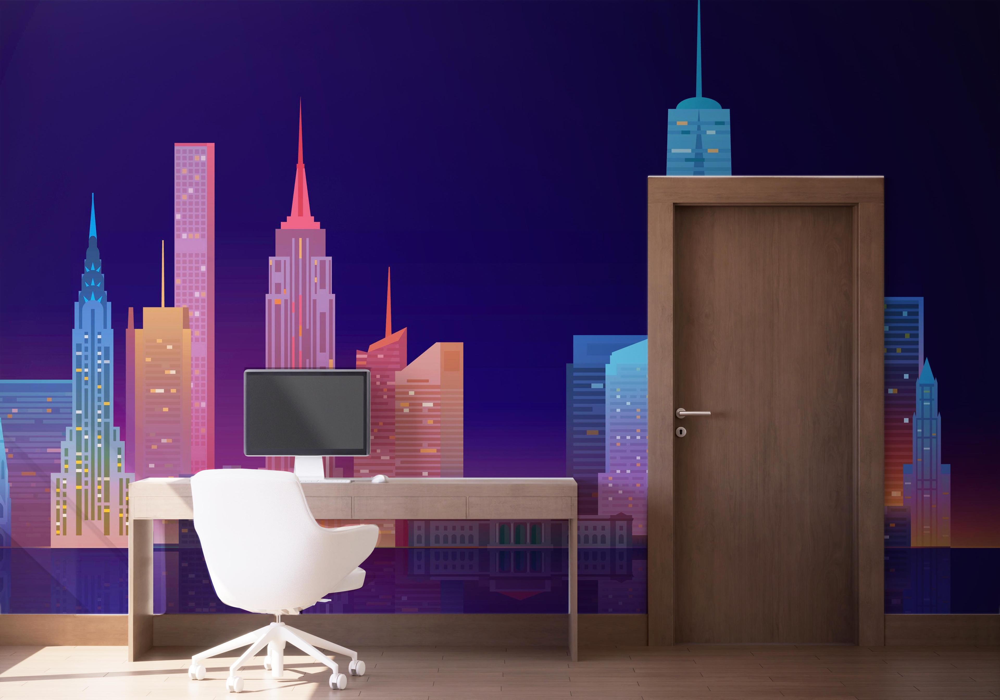 Fototapete Blue Skyline Nyc mockup 1