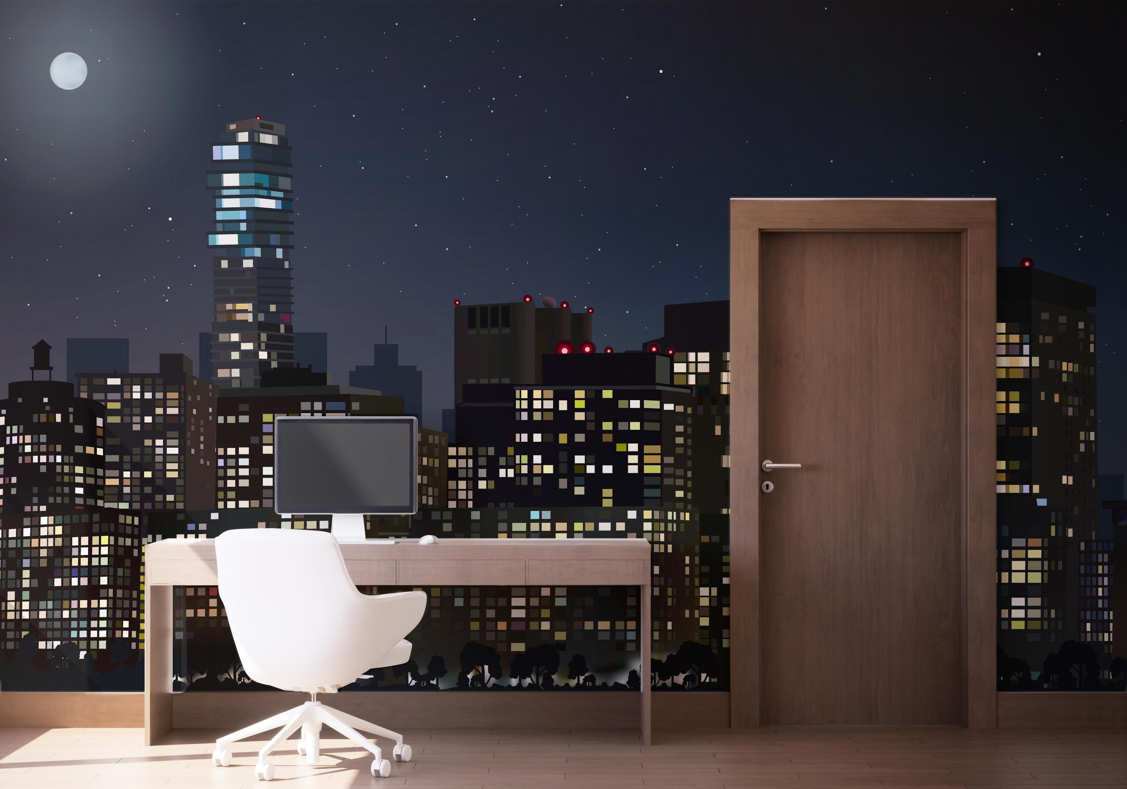 Fototapete City Night Building mockup 1