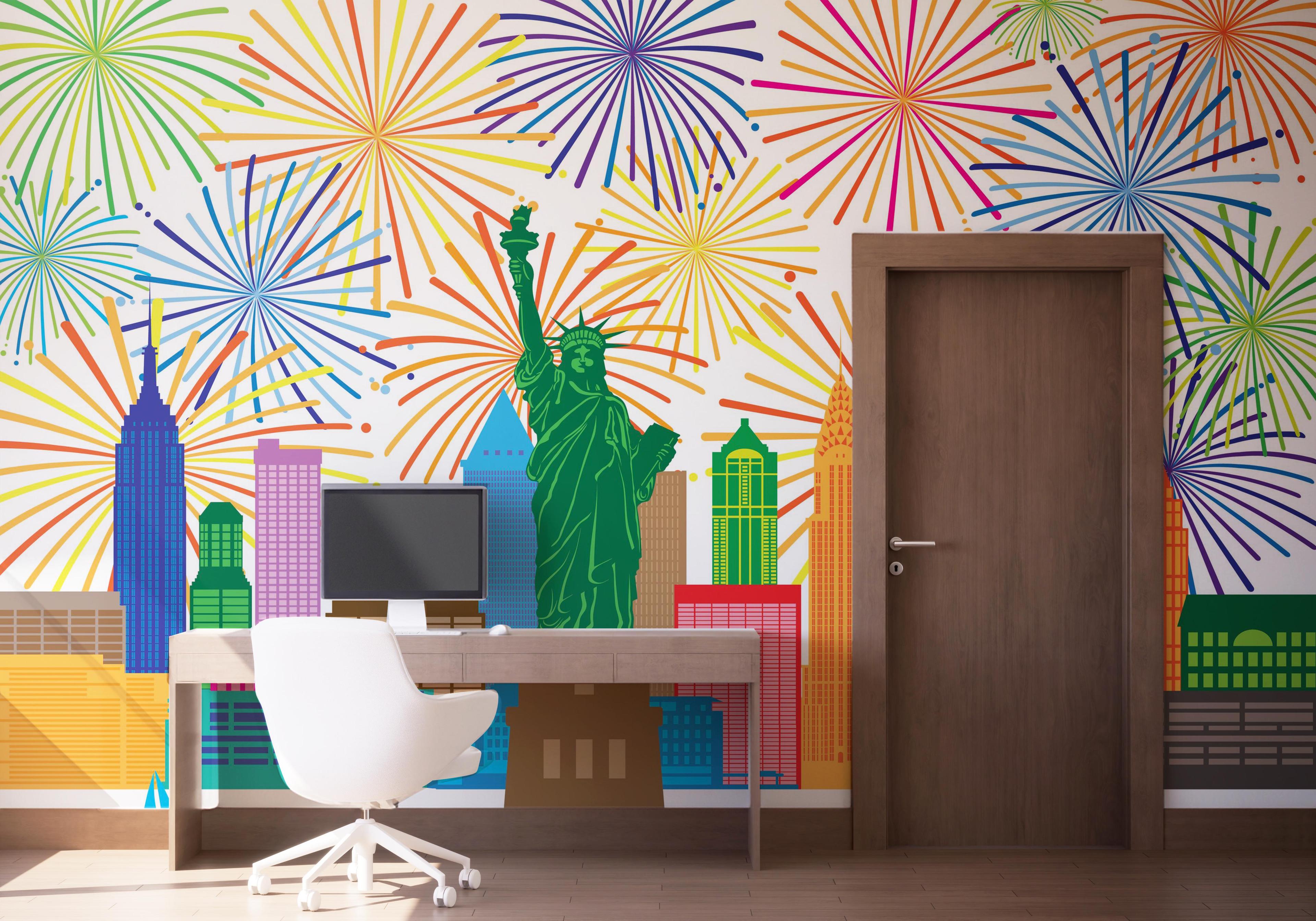 Fototapete Fireworks New York mockup 1