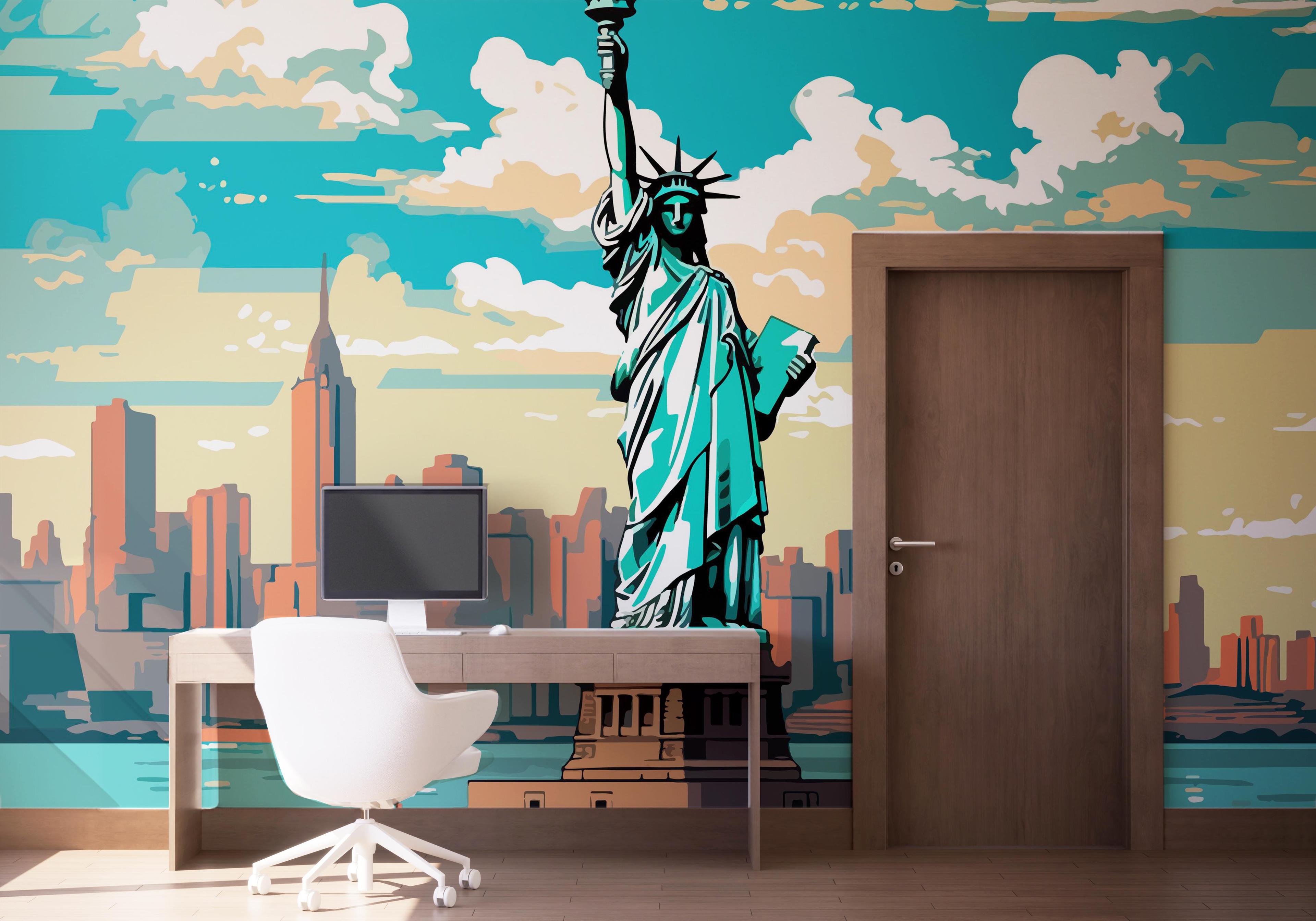 Fototapete Liberty Statue Cartoon mockup 1