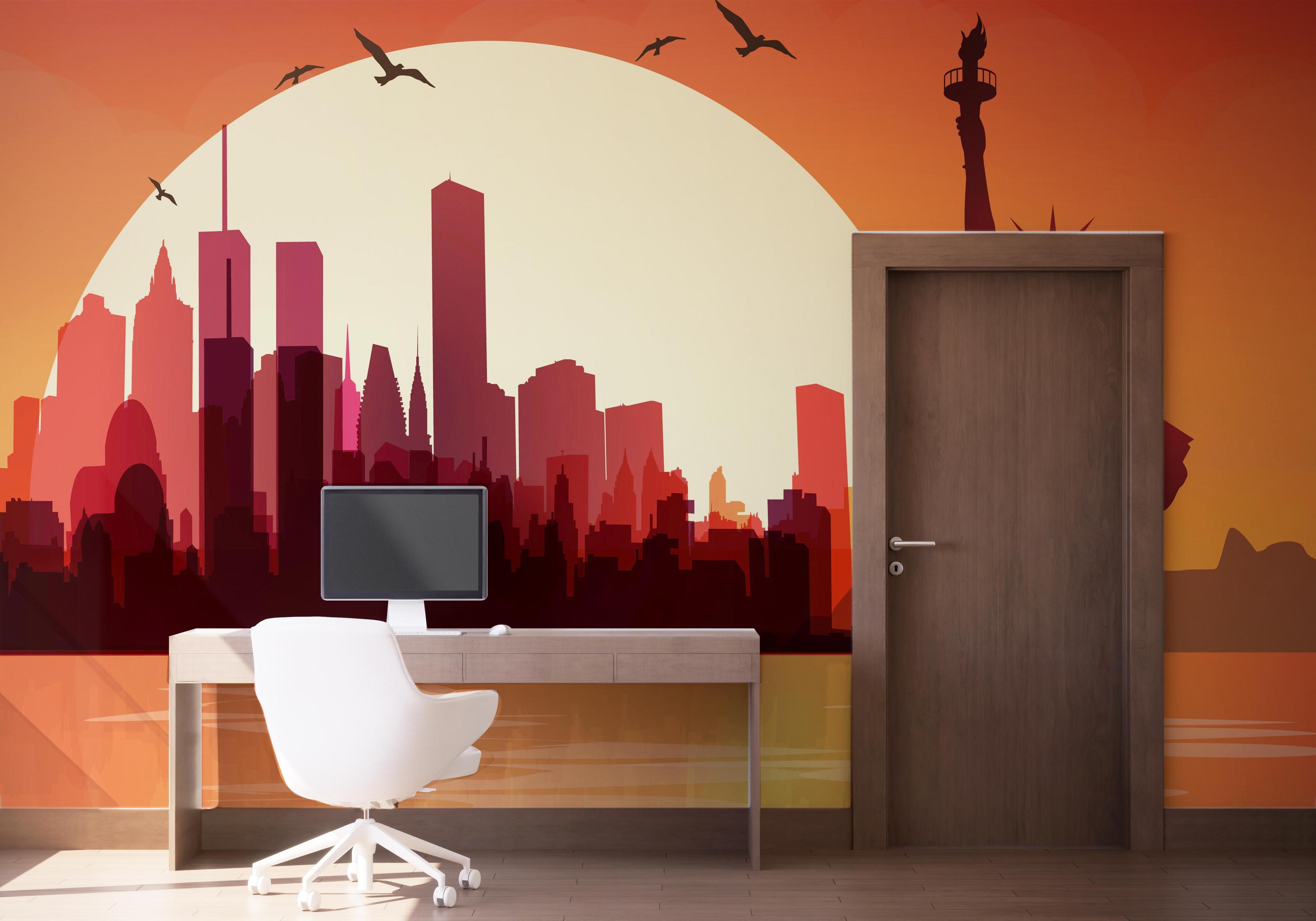 Fototapete Liberty Statue Sunset mockup 1