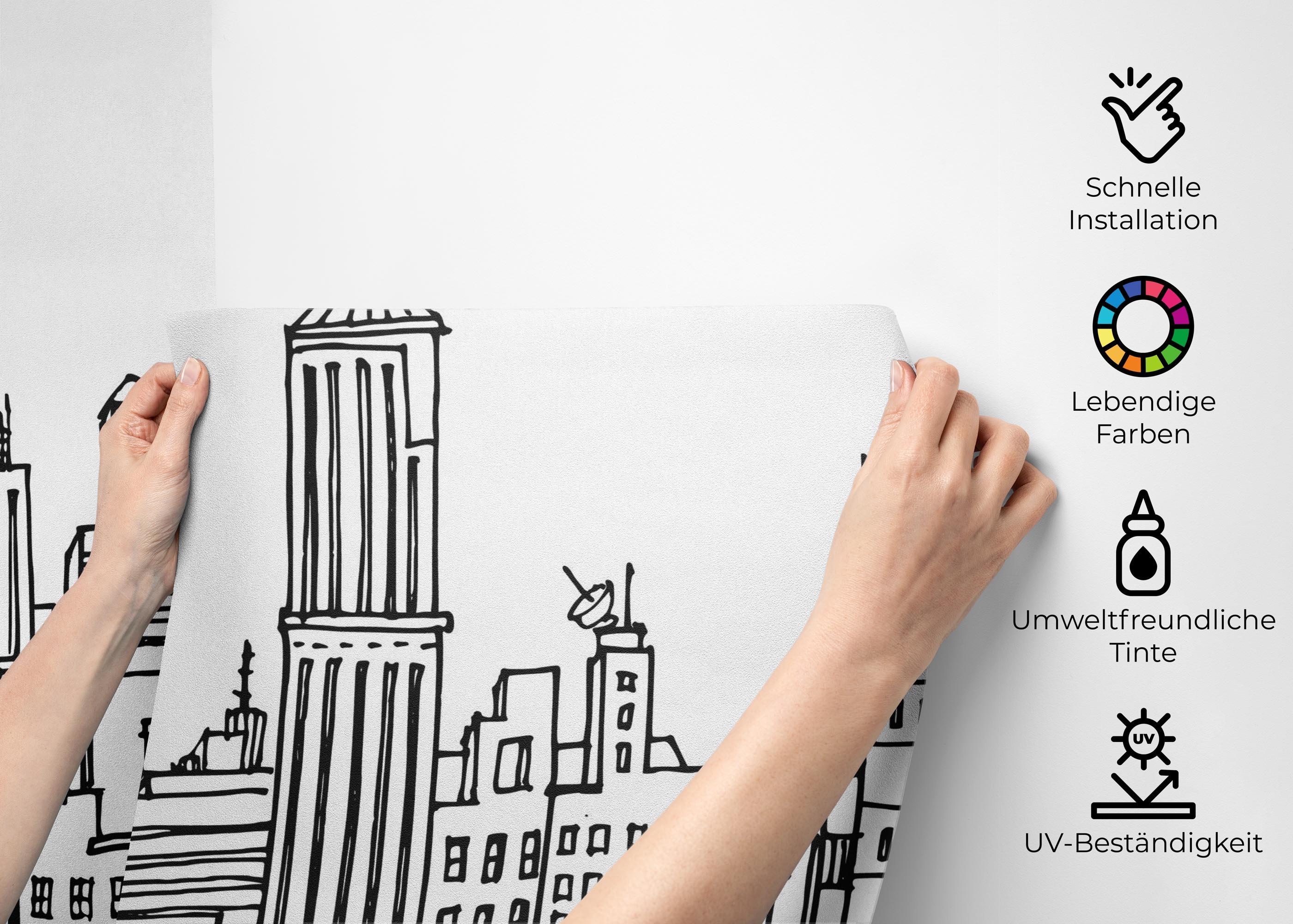 Fototapete Black Line Skylines mockup 2