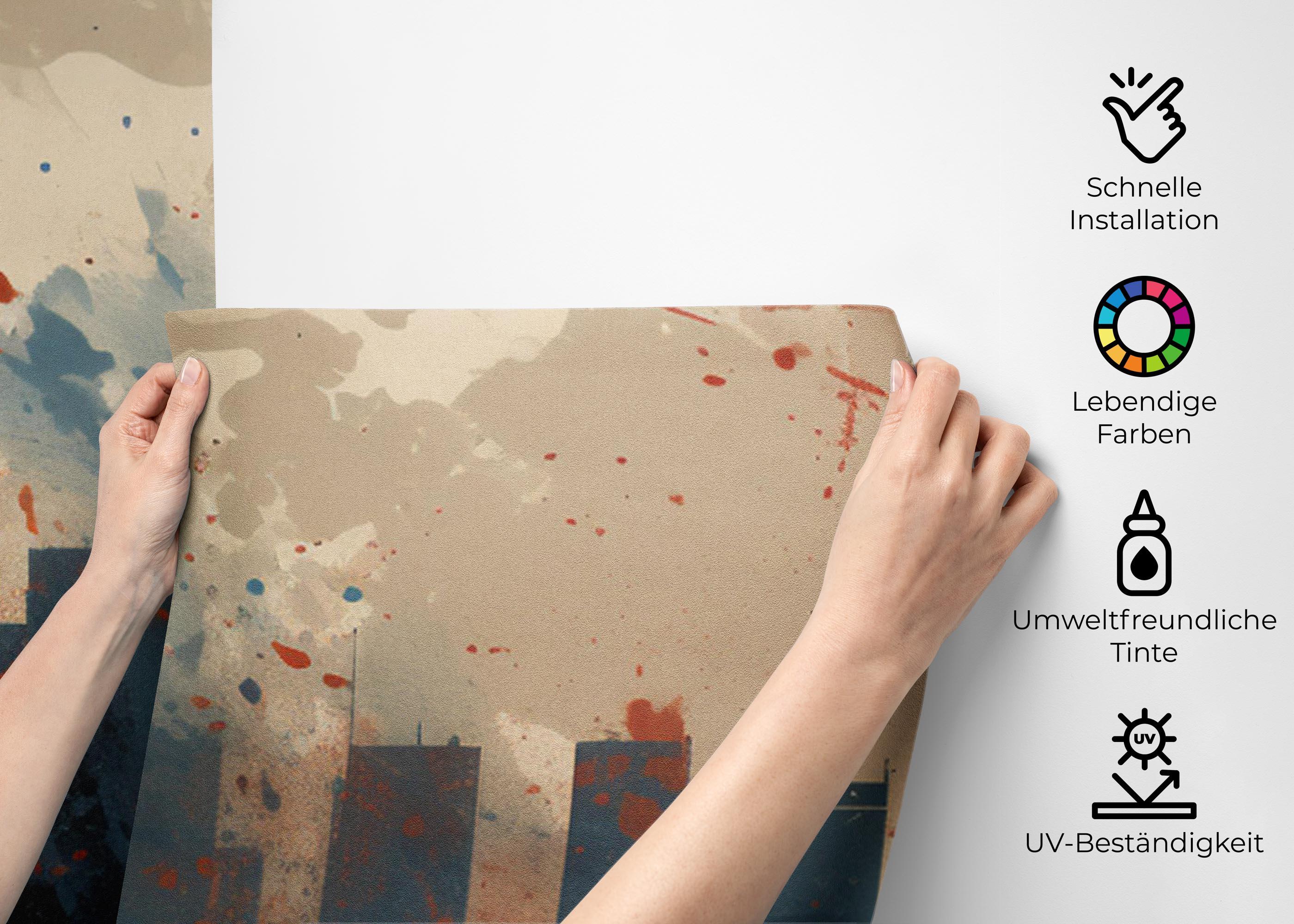 Fototapete Blue Red Liberty Statue mockup 2