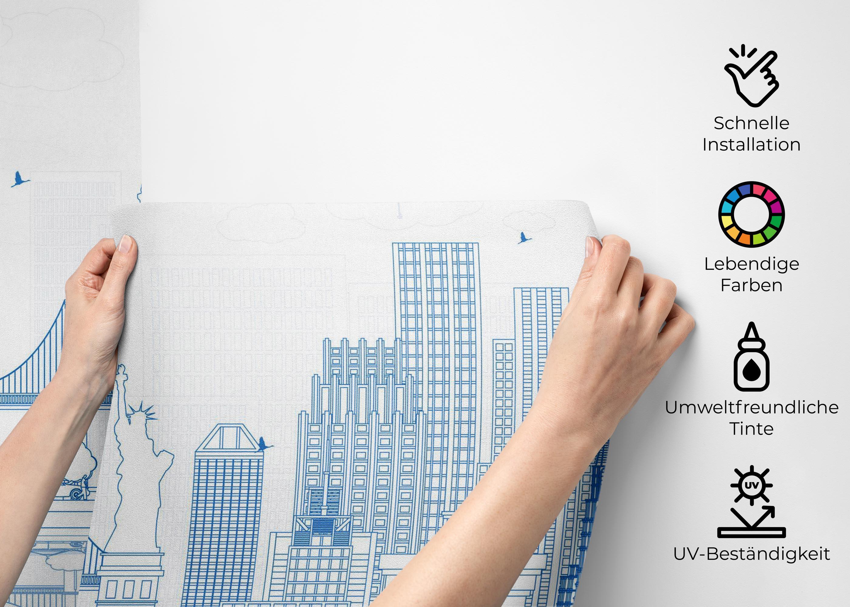 Fototapete New York Blue Line mockup 2