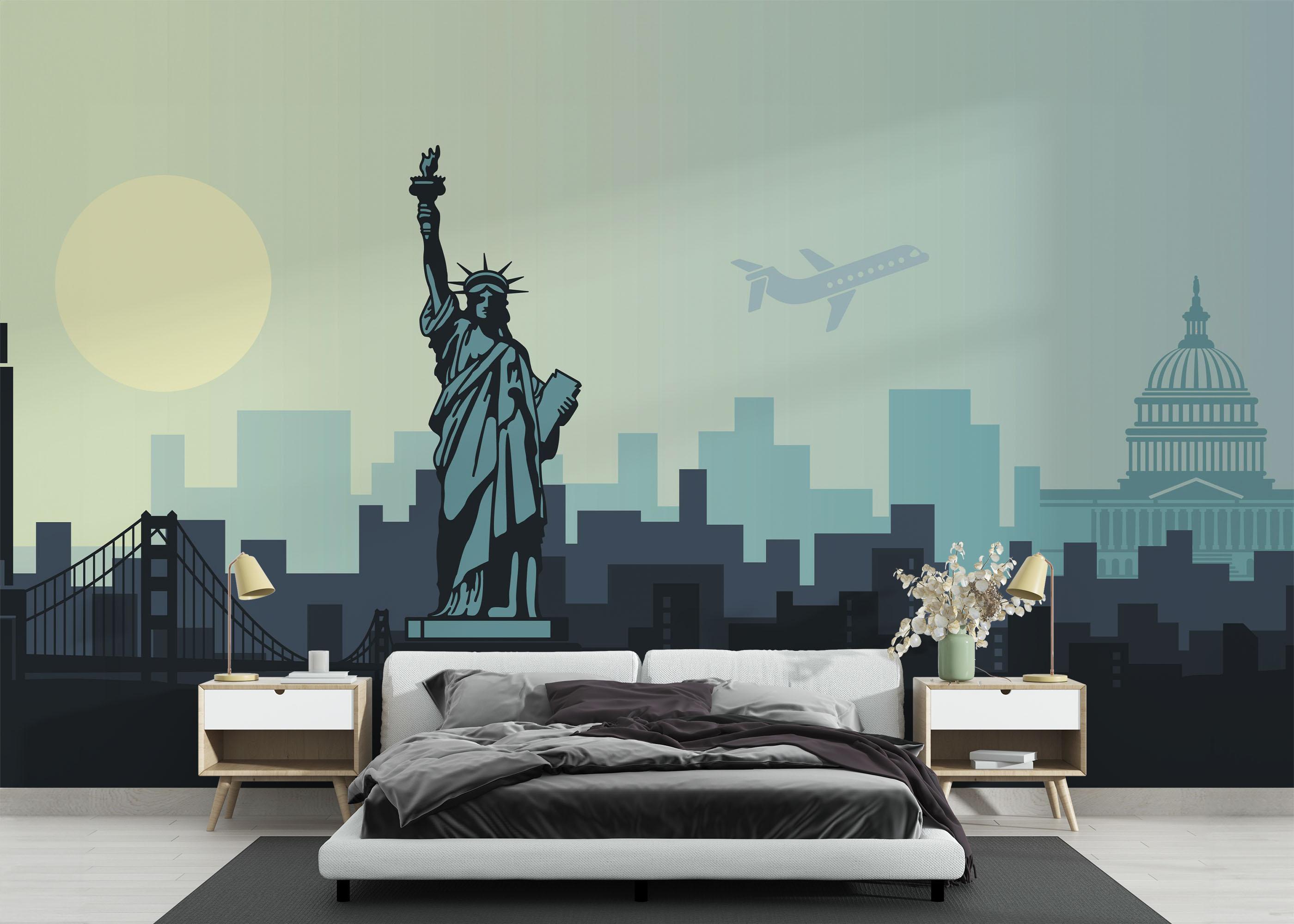 Fototapete Airplane New York mockup 3