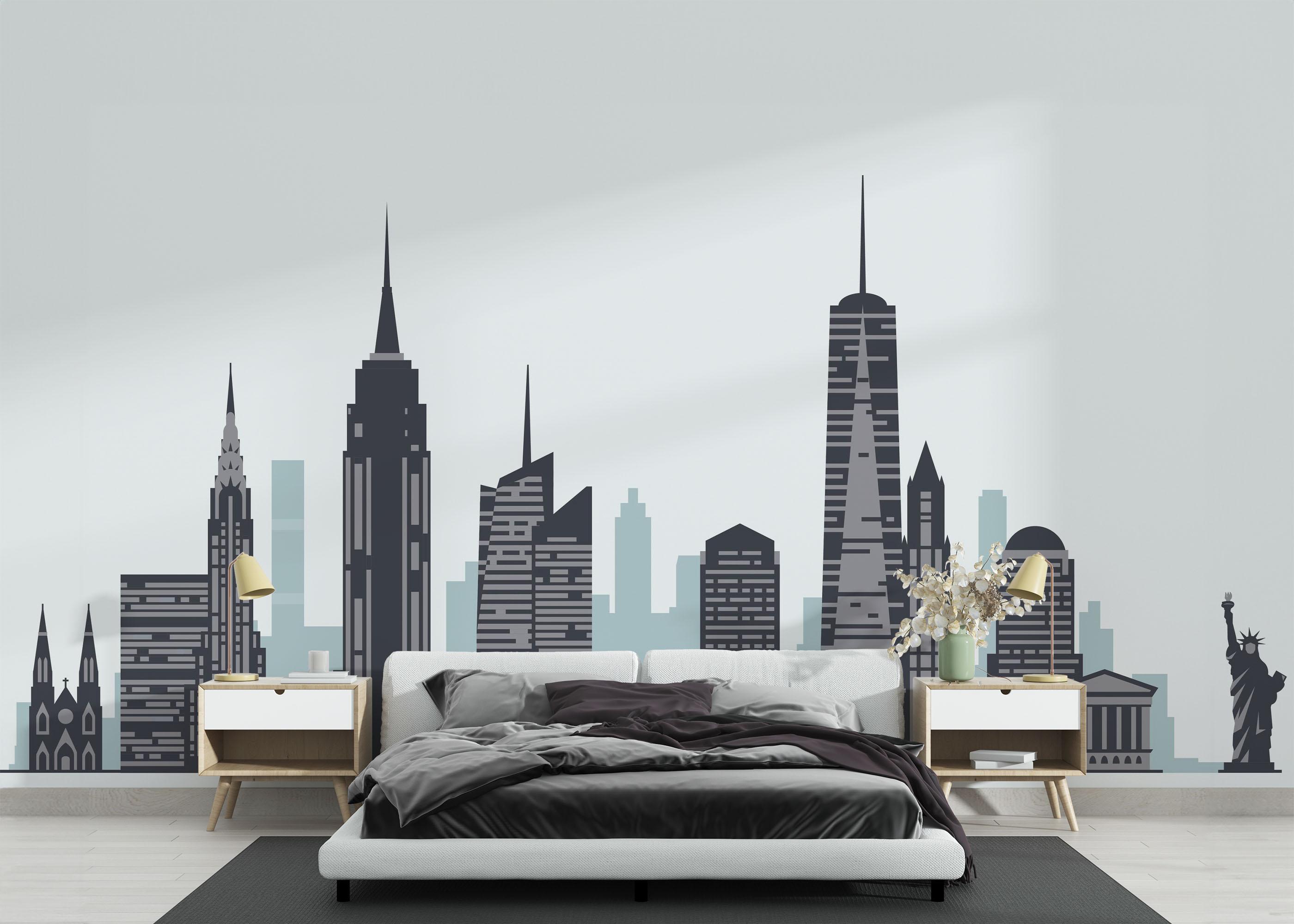 Fototapete Blue Grey New York mockup 3