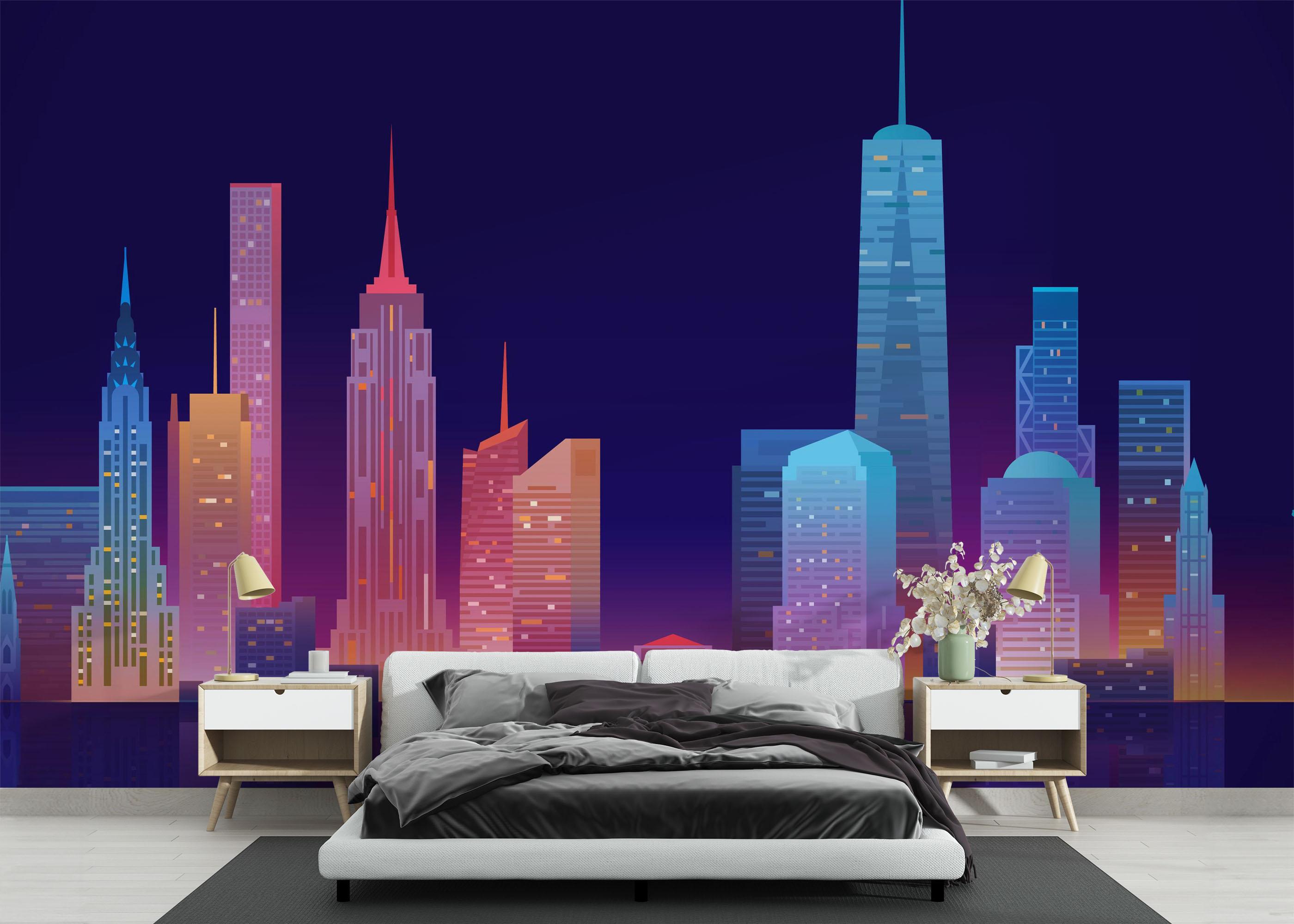 Fototapete Blue Skyline Nyc mockup 3