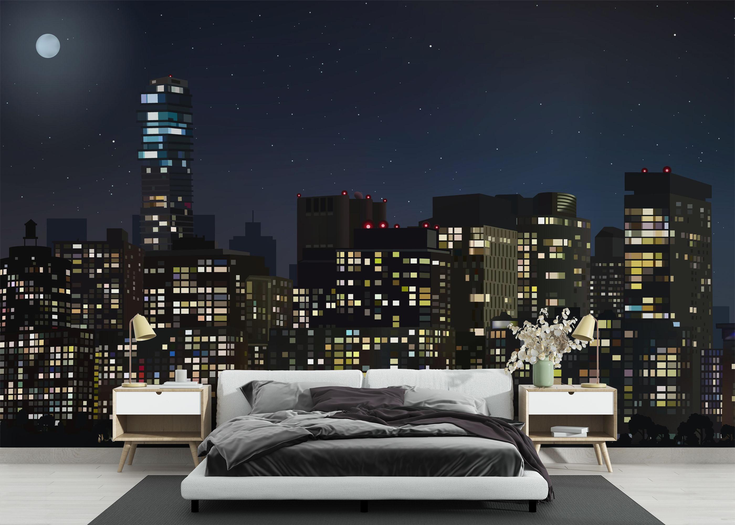 Fototapete City Night Building mockup 3