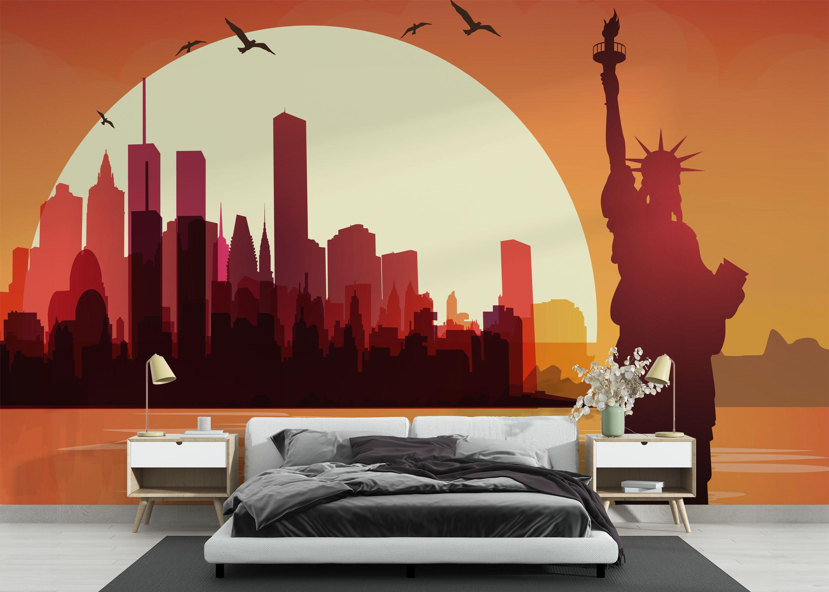 Fototapete Liberty Statue Sunset mockup 3