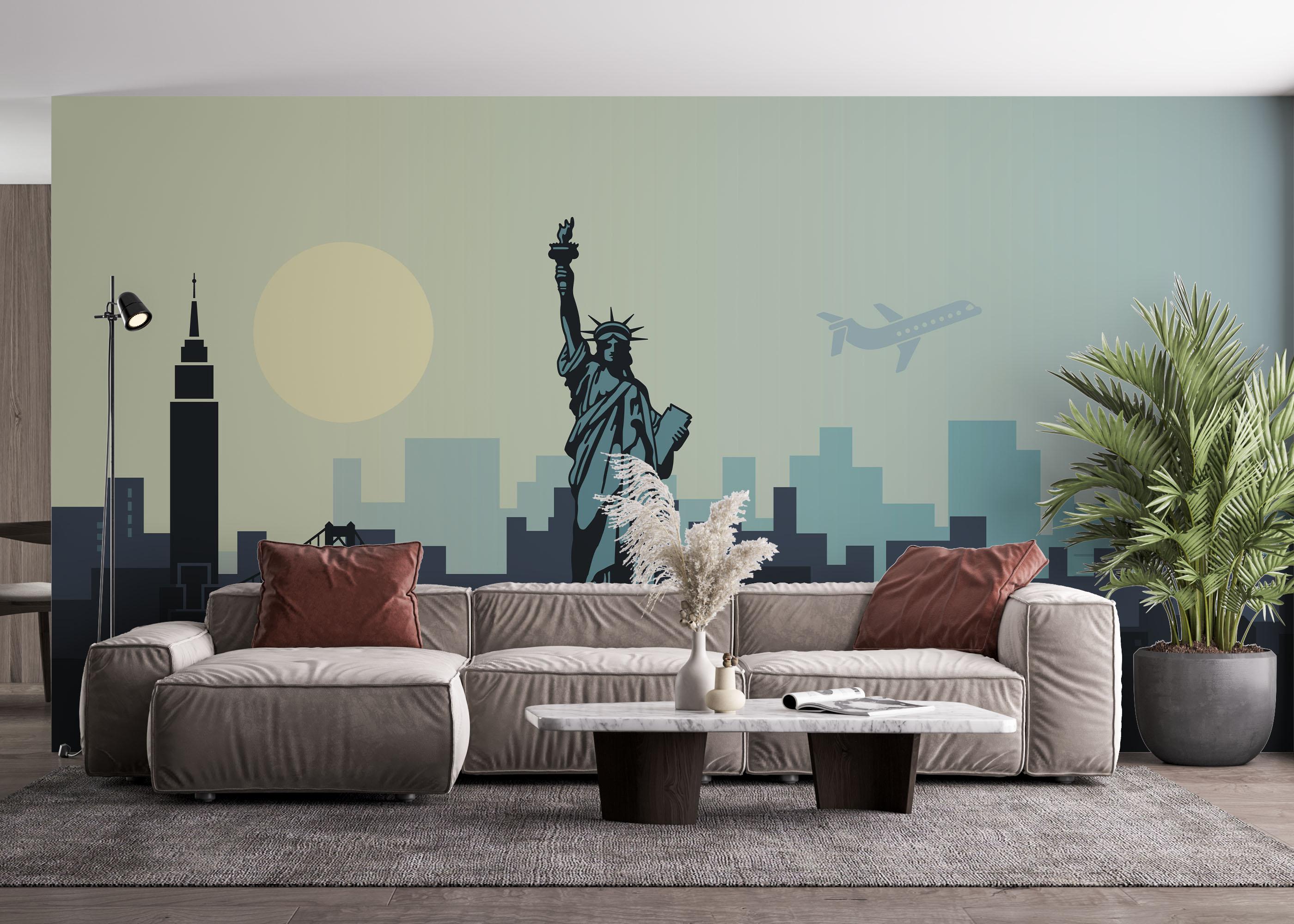 Fototapete Airplane New York mockup 4