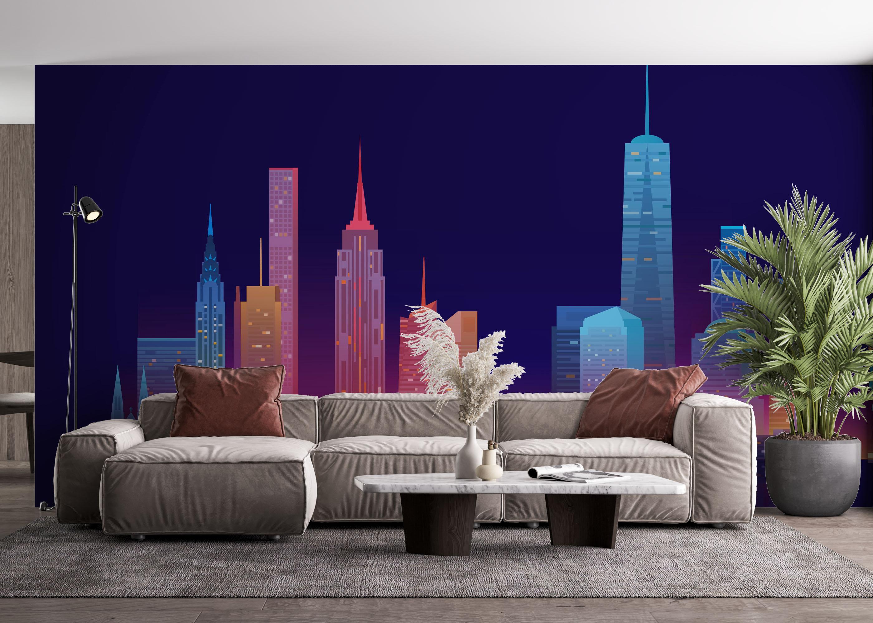 Fototapete Blue Skyline Nyc mockup 4