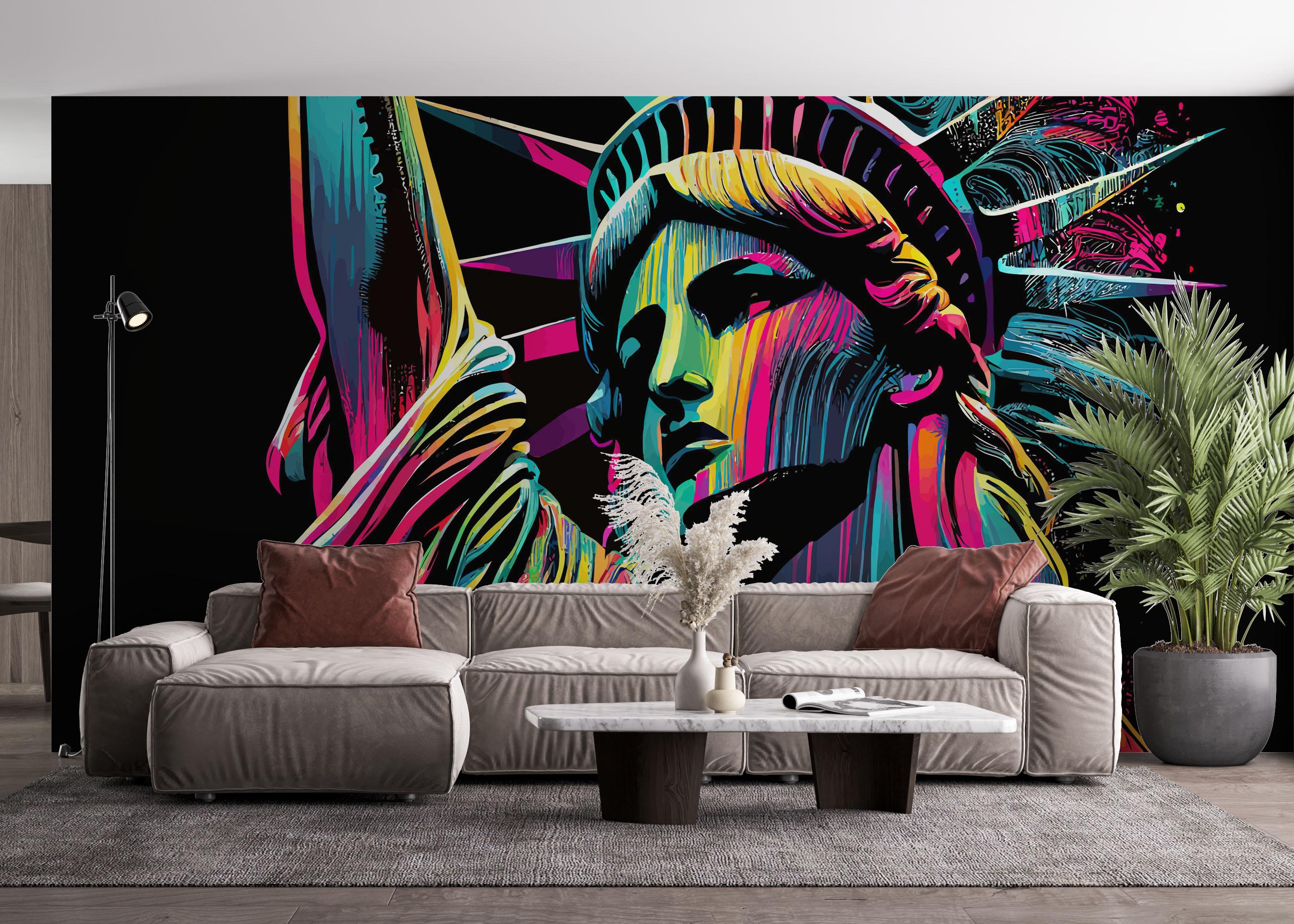 Fototapete Colorful Liberty Statue mockup 4