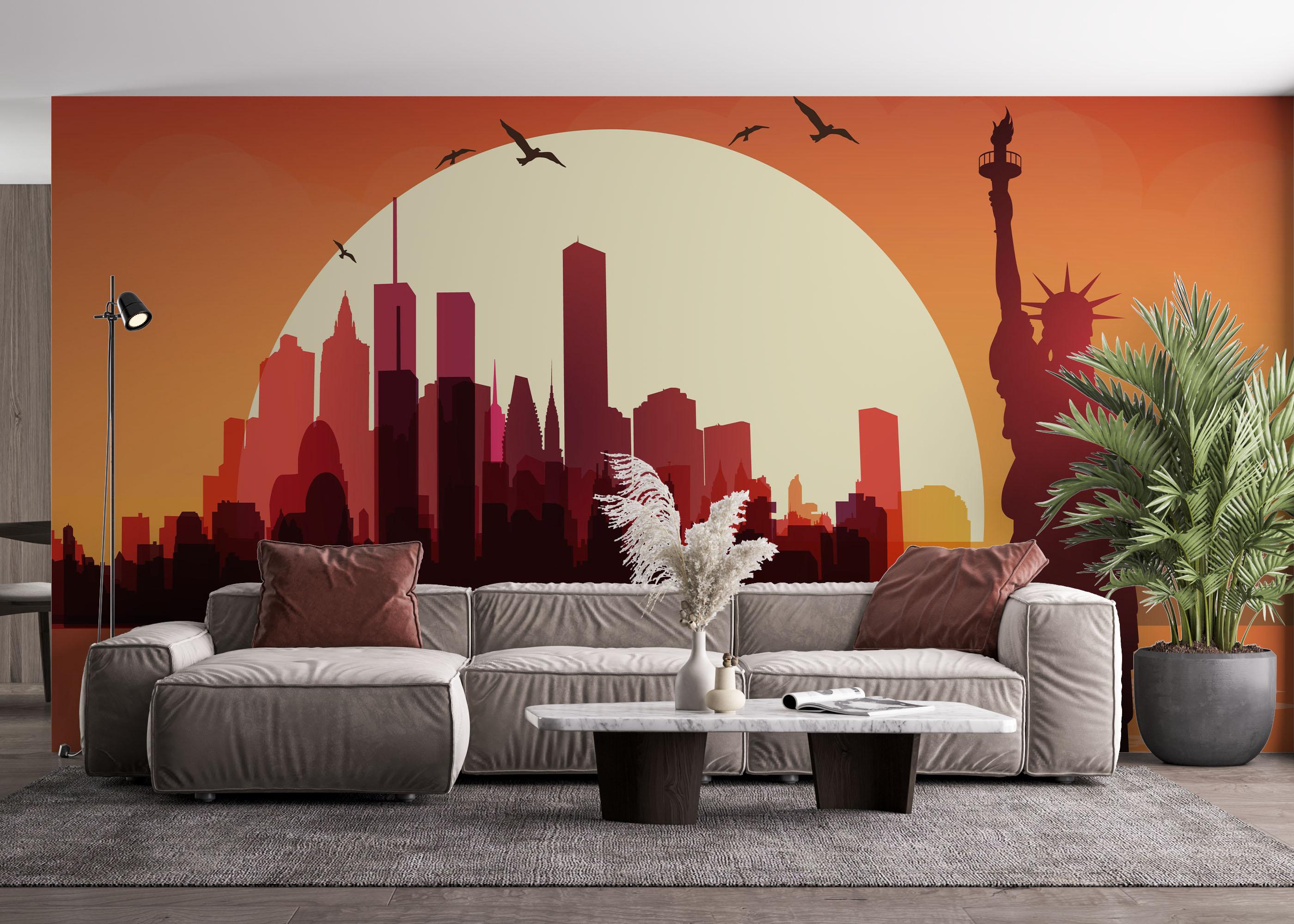 Fototapete Liberty Statue Sunset mockup 4