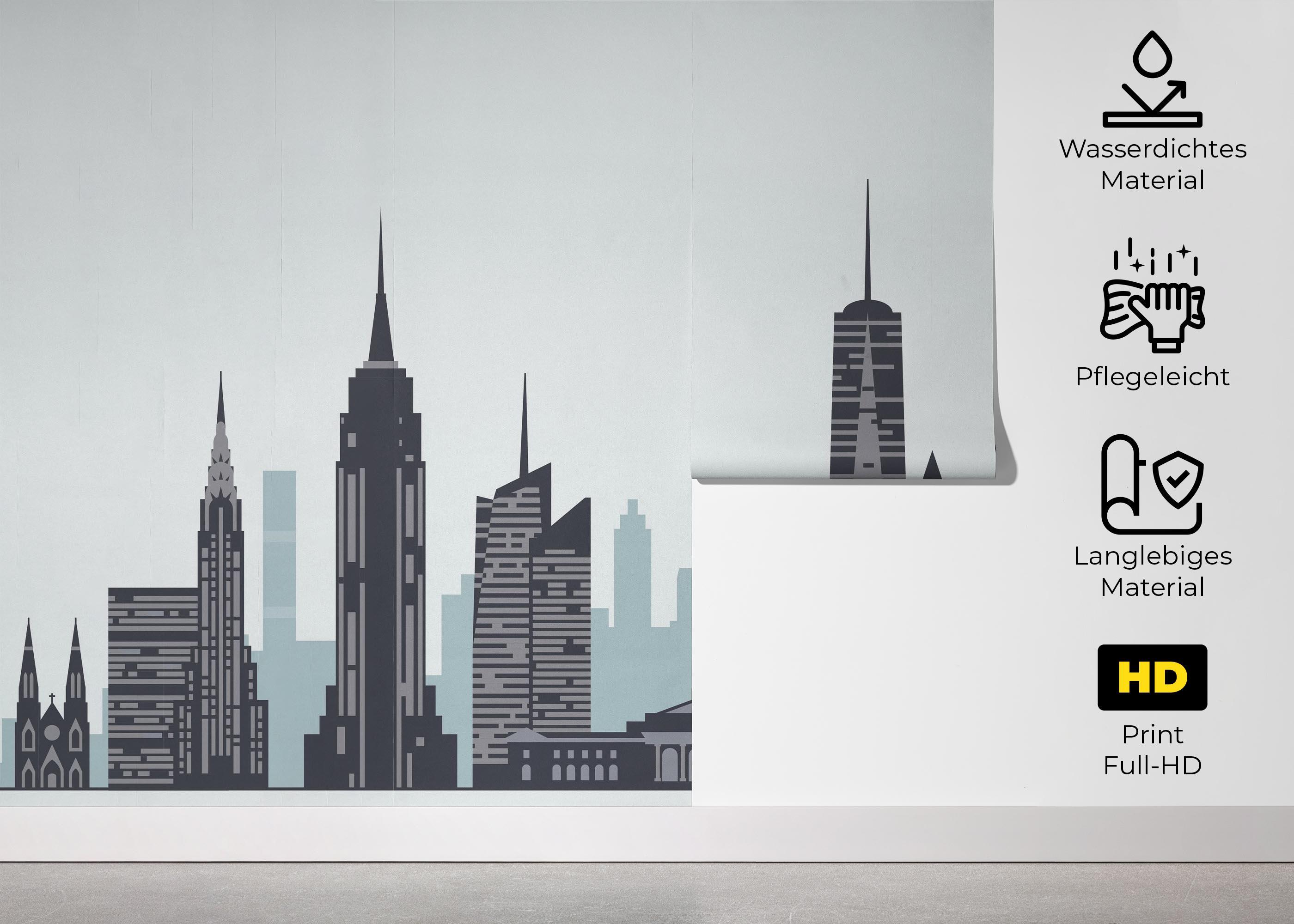 Fototapete Blue Grey New York mockup 5