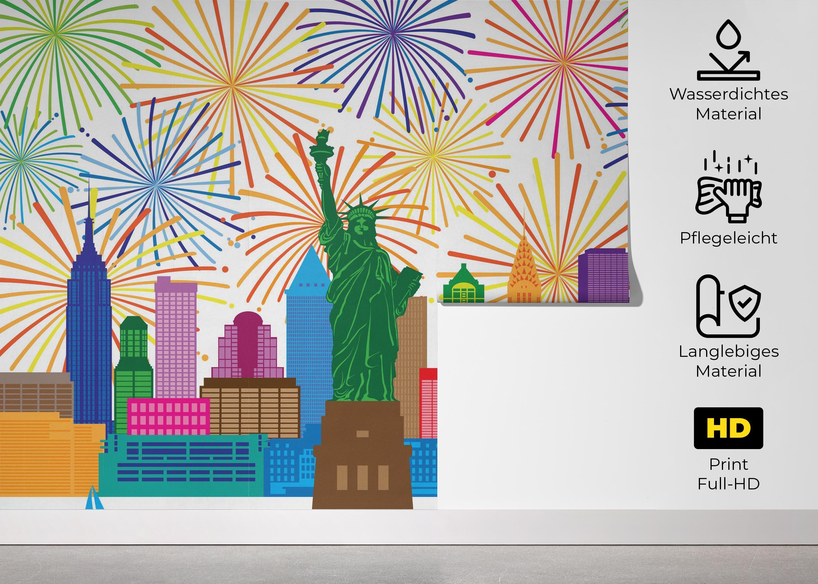Fototapete Fireworks New York mockup 5