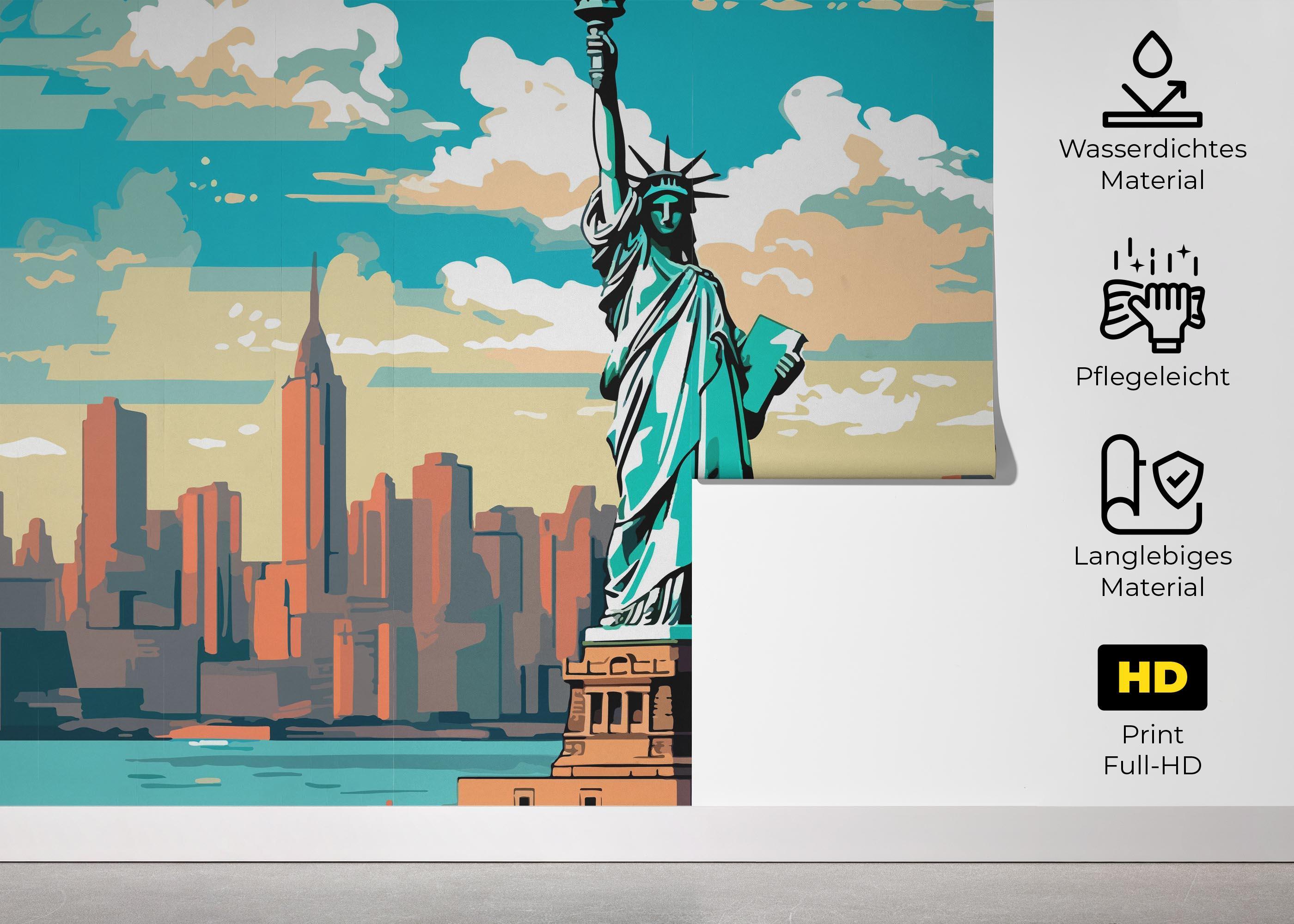 Fototapete Liberty Statue Cartoon mockup 5