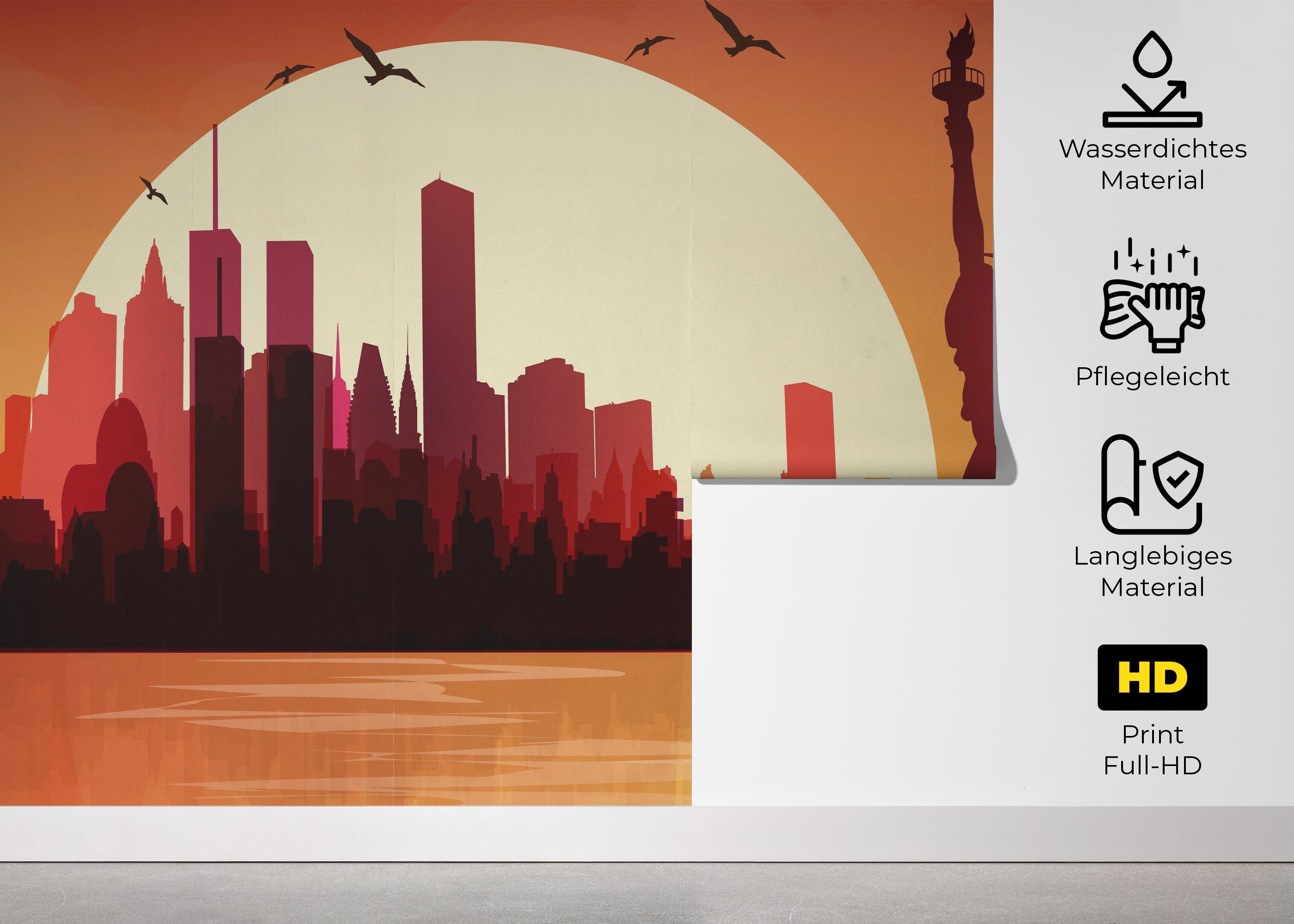 Fototapete Liberty Statue Sunset mockup 5