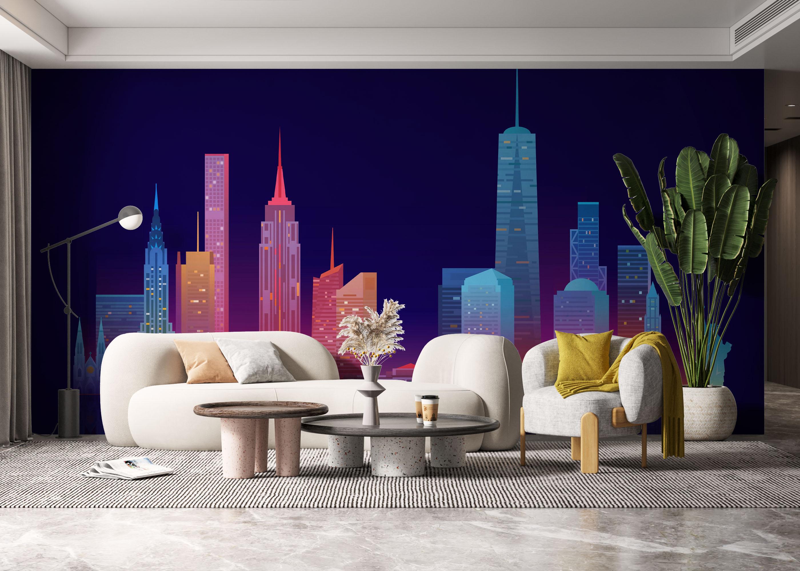 Fototapete Blue Skyline Nyc mockup 6