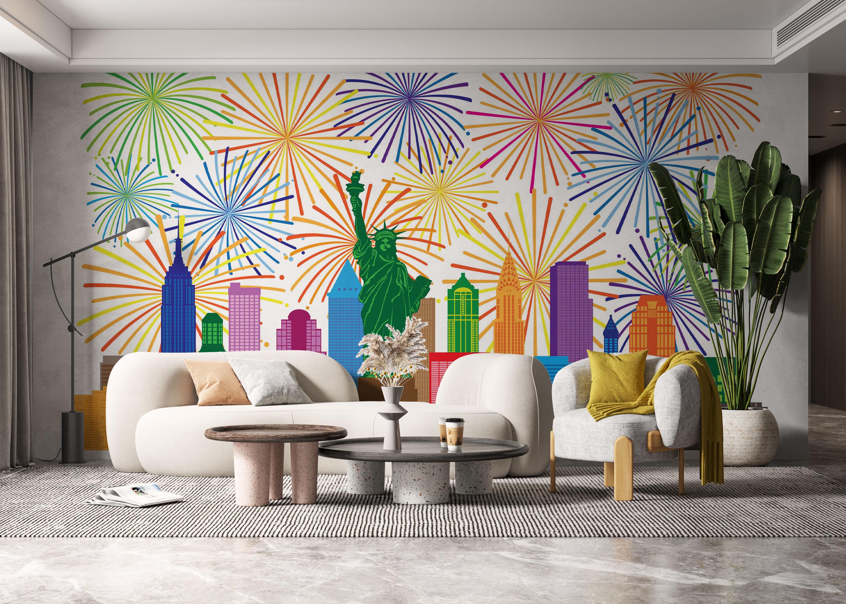 Fototapete Fireworks New York mockup 6