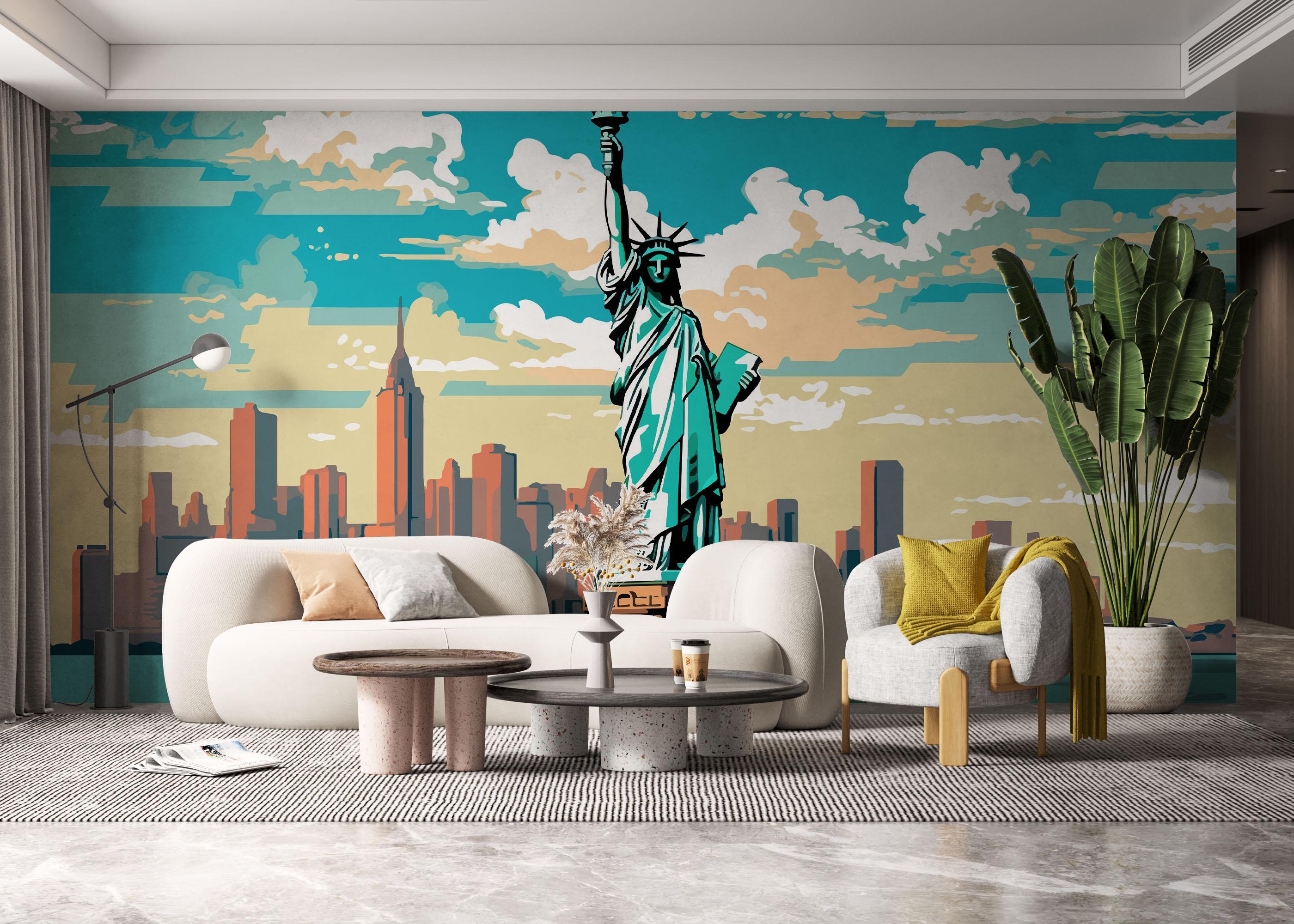 Fototapete Liberty Statue Cartoon mockup 6