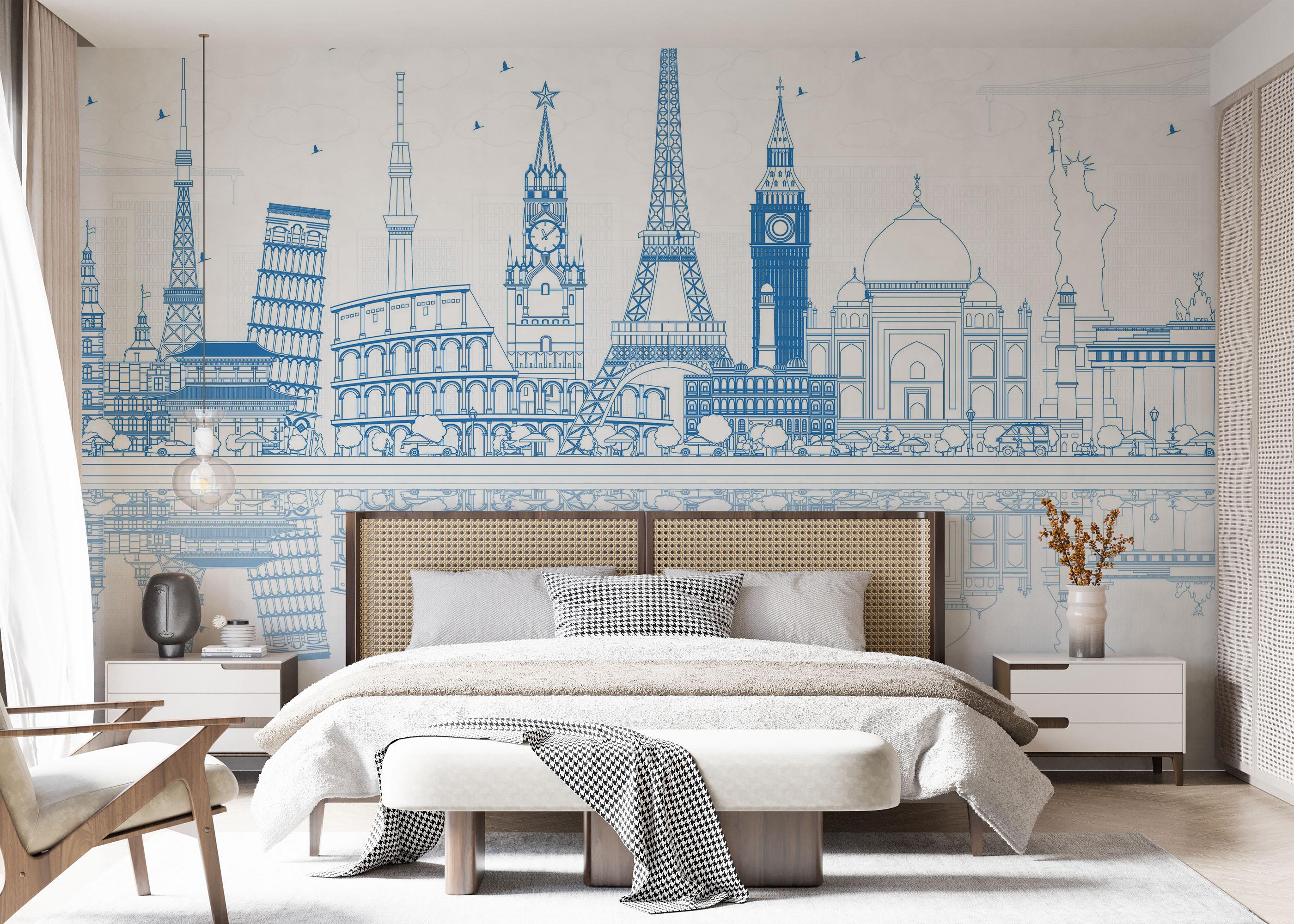 Fototapete Blue Line Travel mockup 7