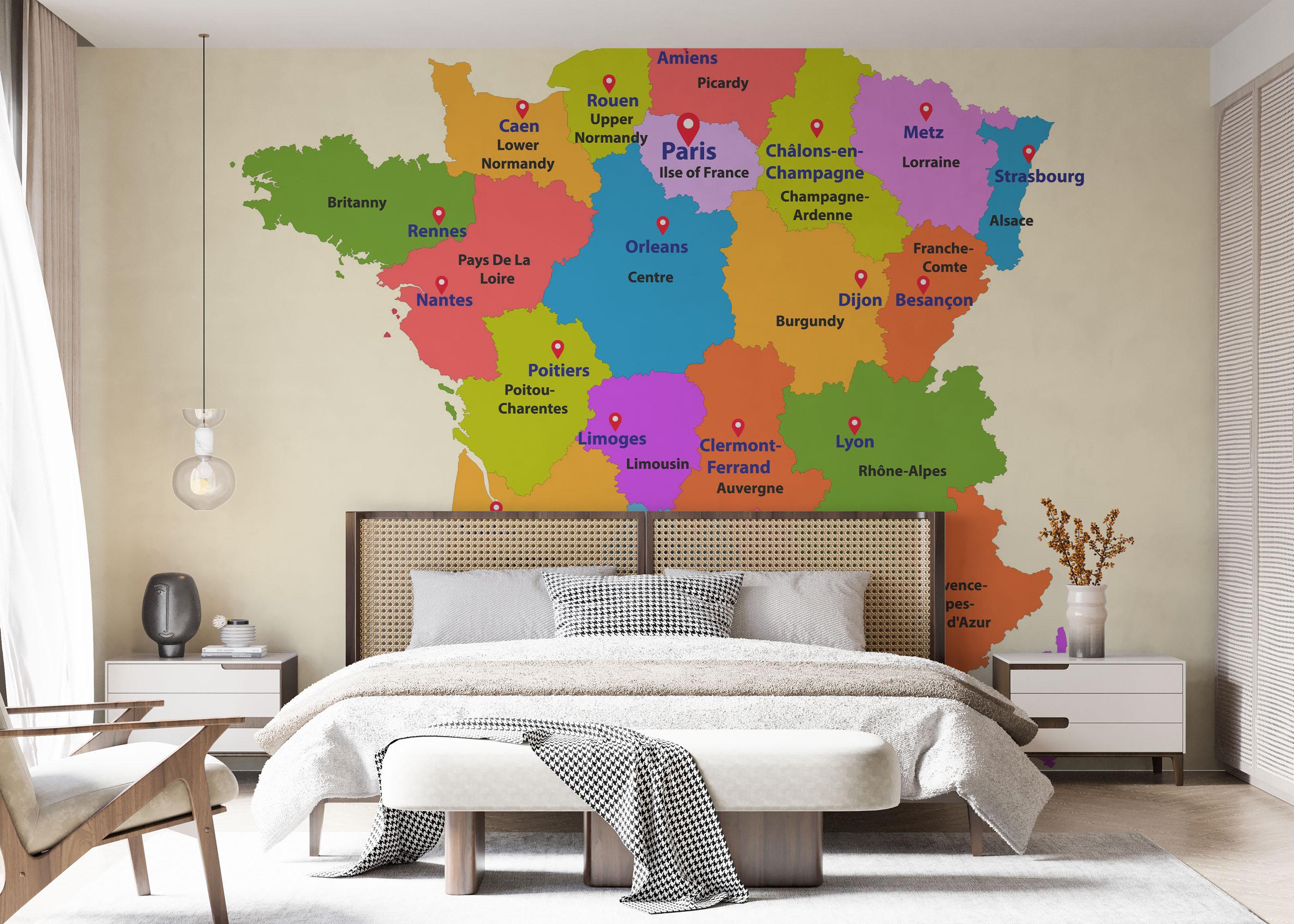 Fototapete France Colorful Map mockup 7