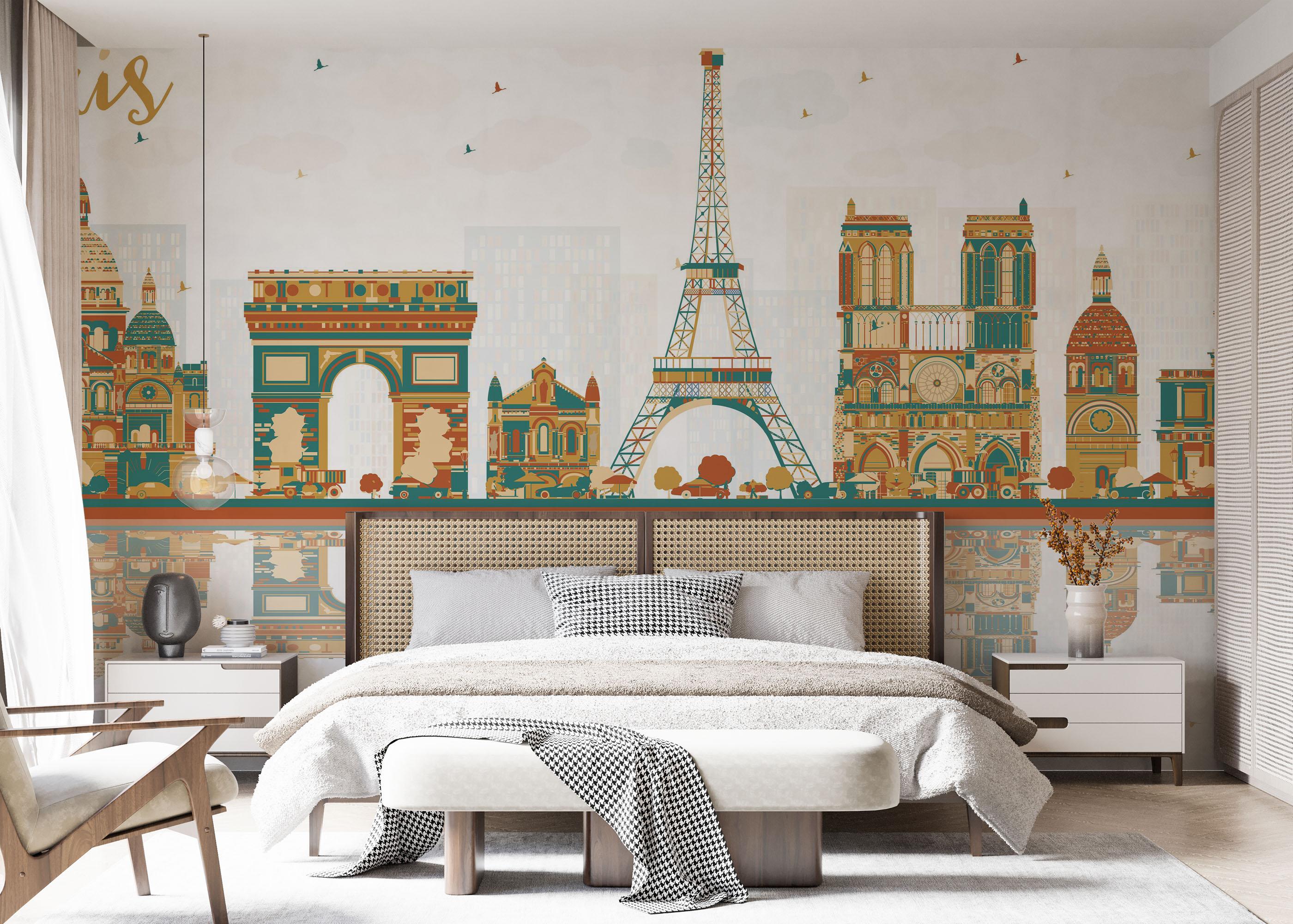 Fototapete Green Brown Paris mockup 7