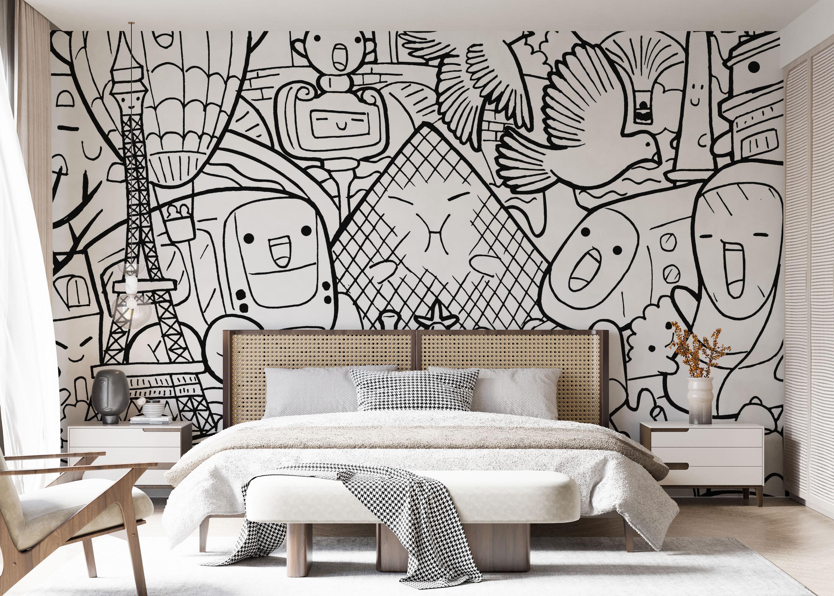 Fototapete Paris Doodle mockup 7