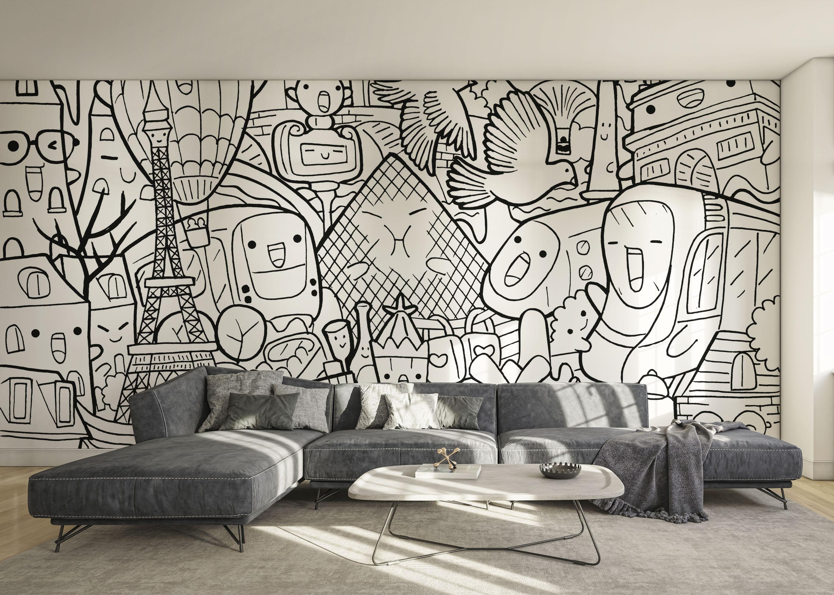 Fototapete Paris Doodle mockup 0