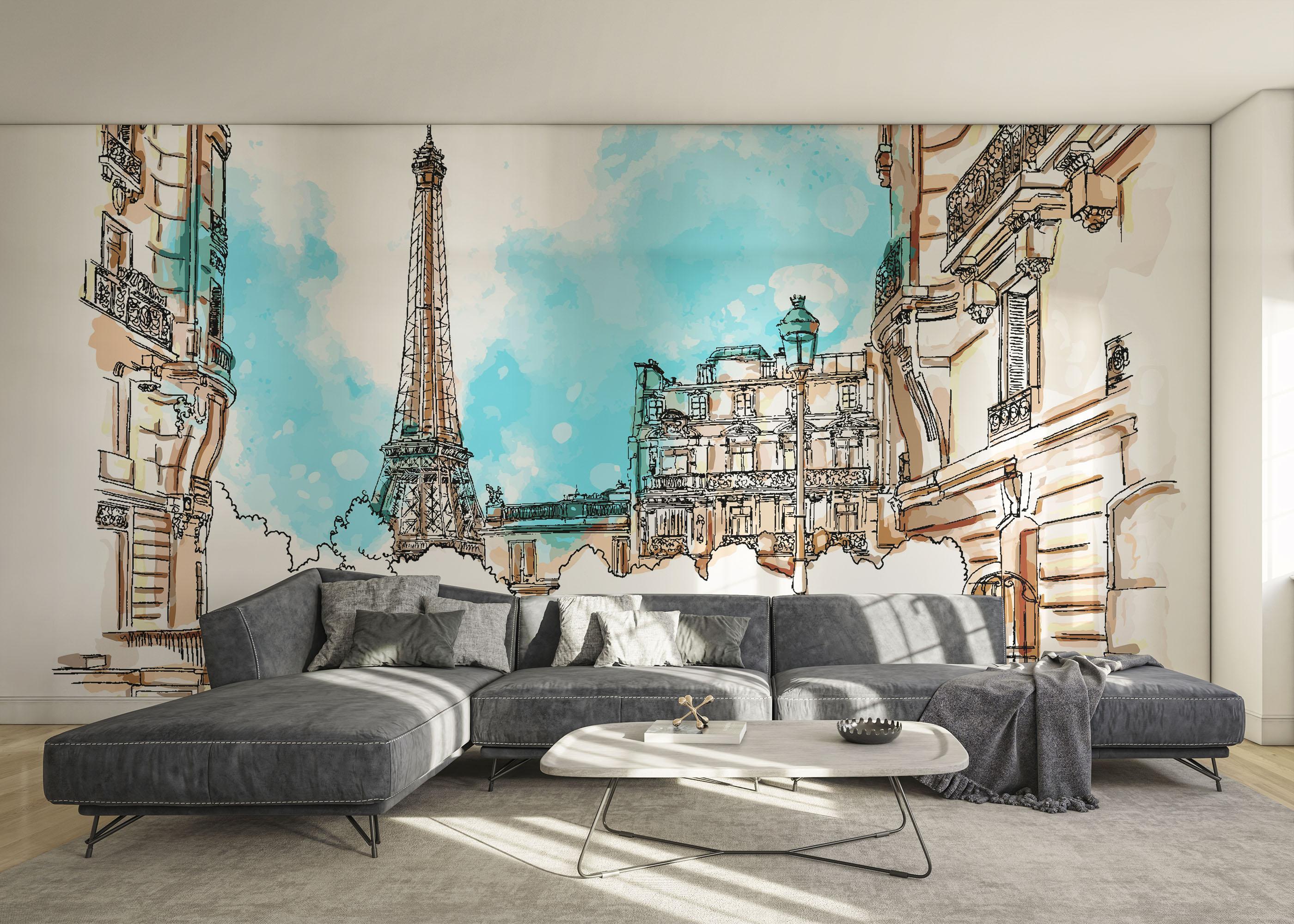 Fototapete Paris Vibe Drawing mockup 0