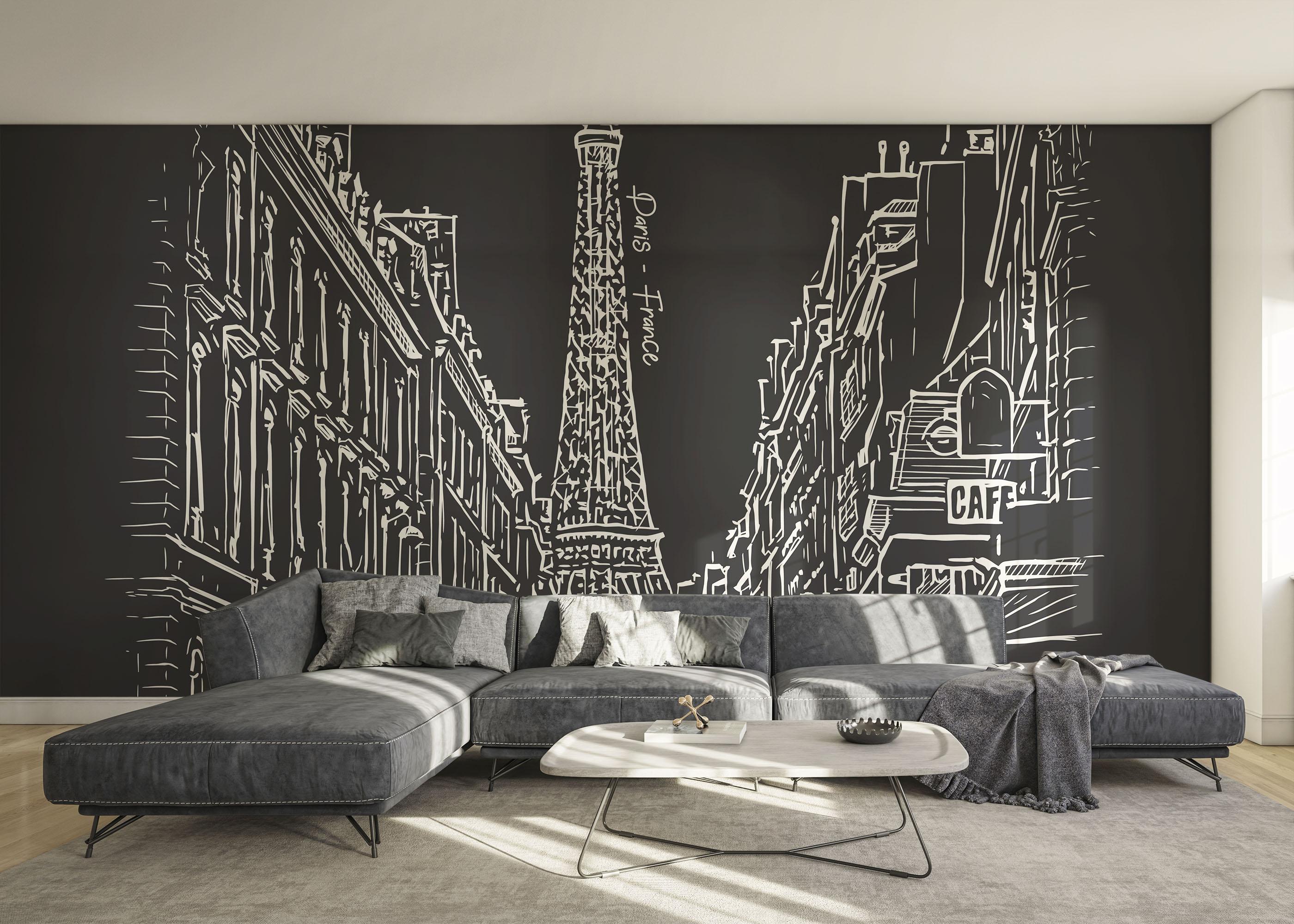 Fototapete White Paris Sketch mockup 0