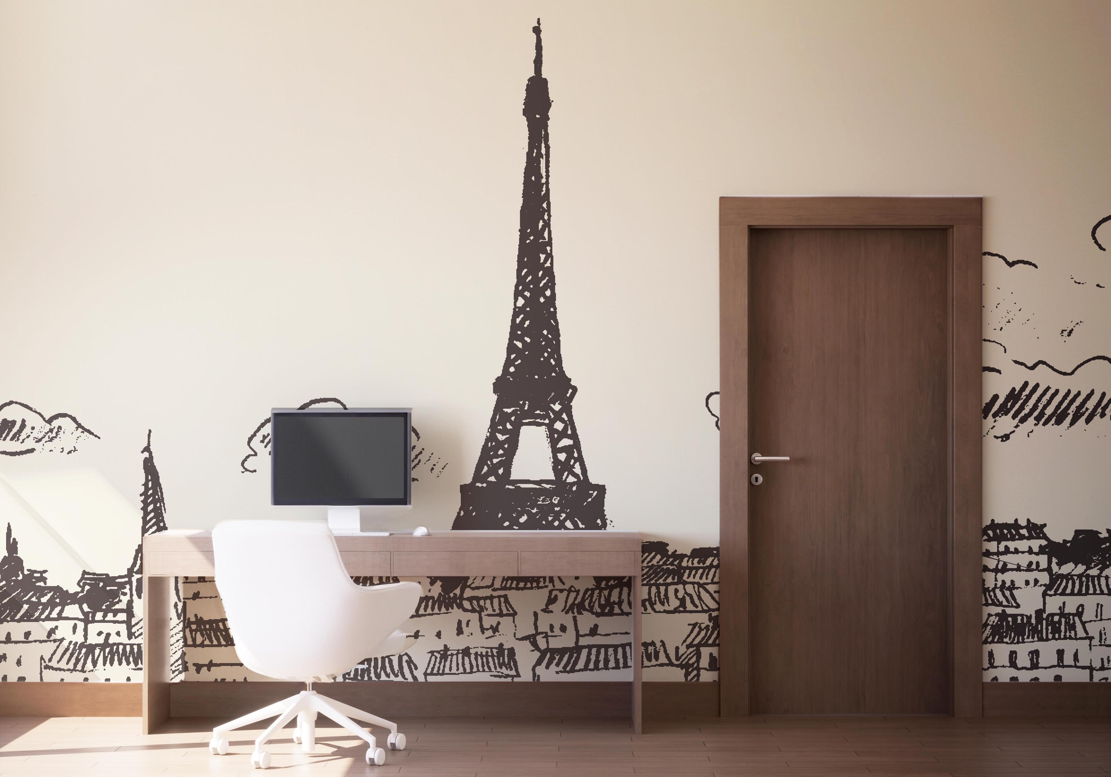 Fototapete Eiffel Tower Sketch mockup 1