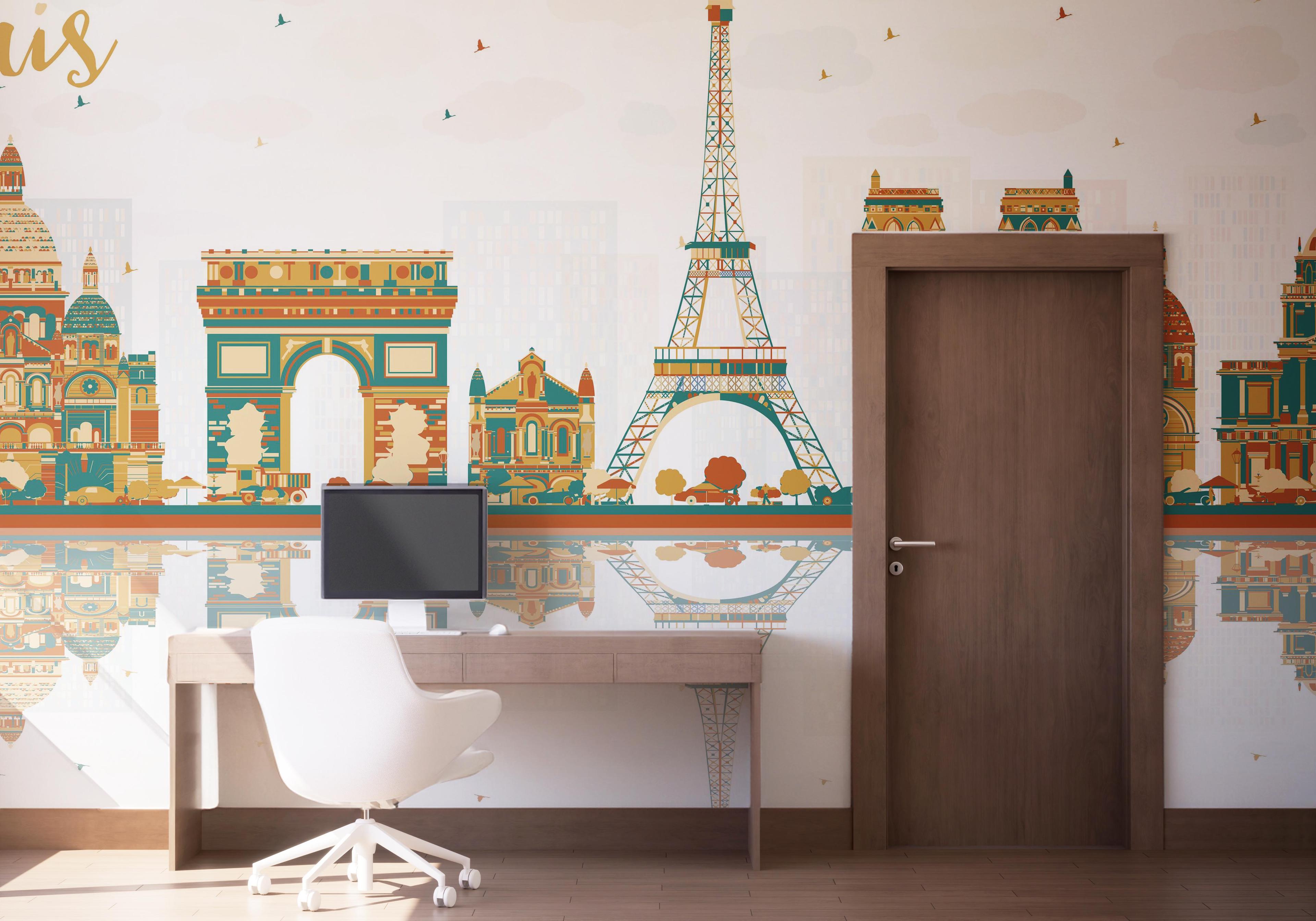 Fototapete Green Brown Paris mockup 1