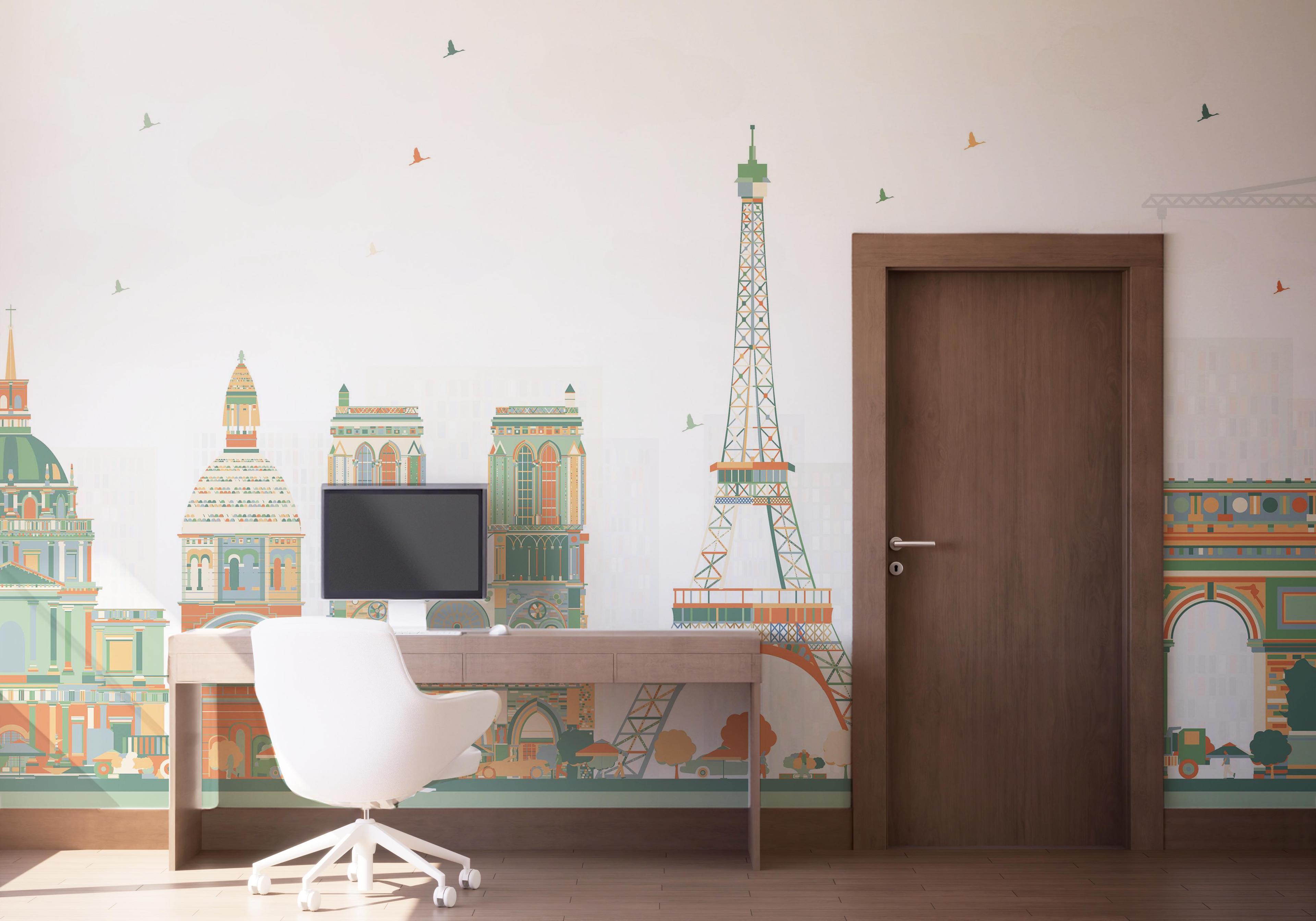 Fototapete Orange Green Paris mockup 1