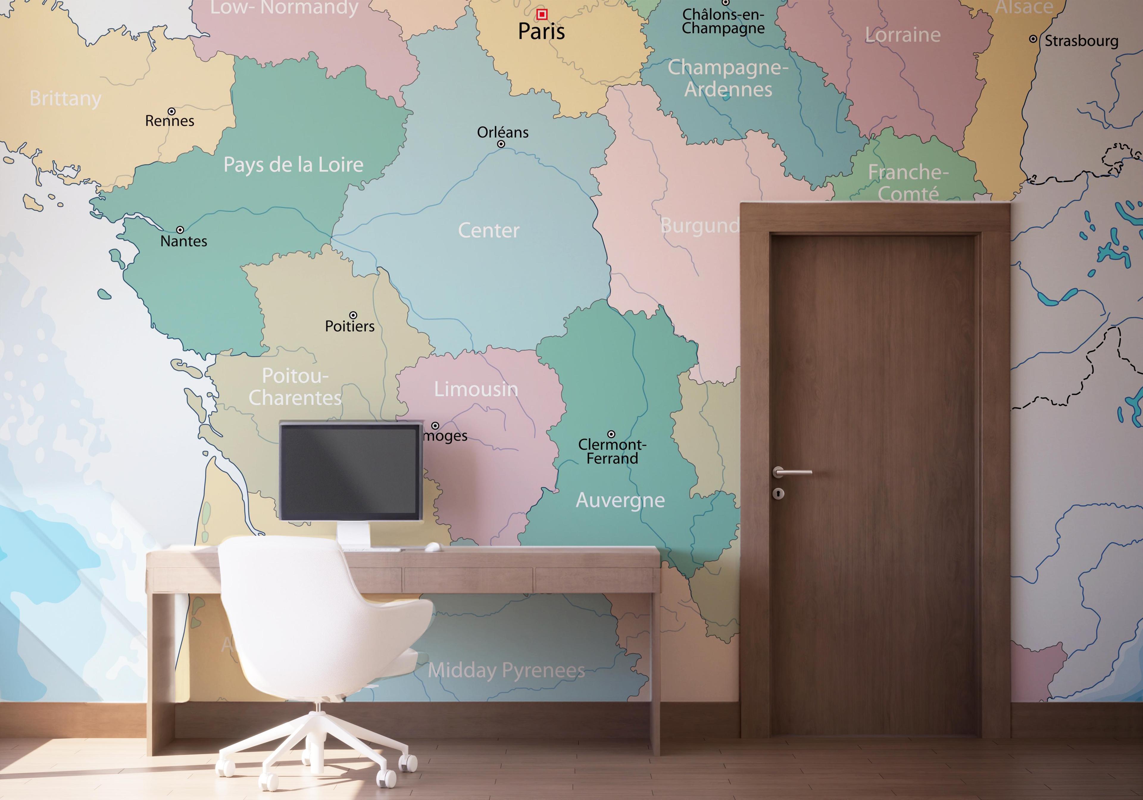 Fototapete Paris Map Color mockup 1