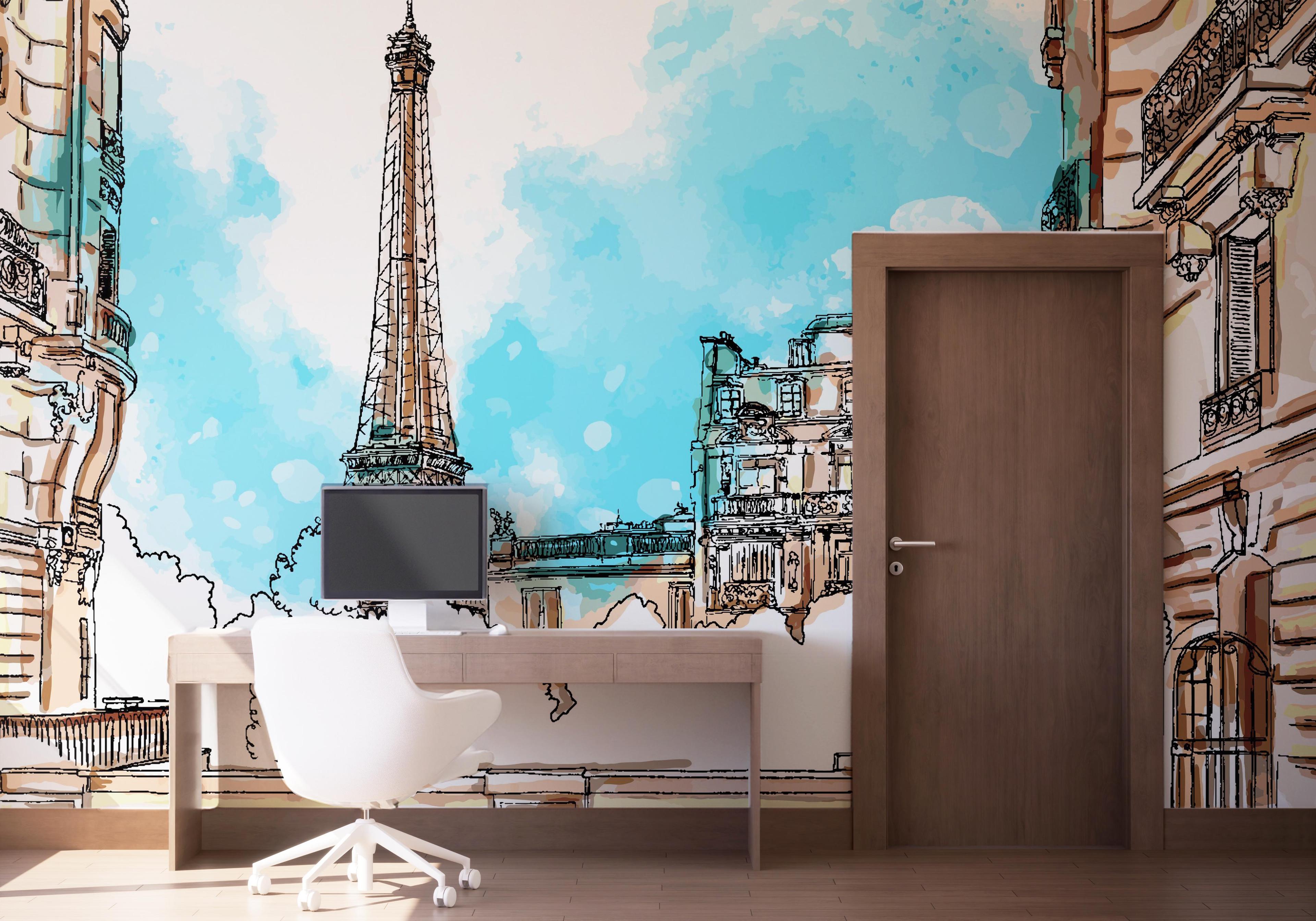 Fototapete Paris Vibe Drawing mockup 1