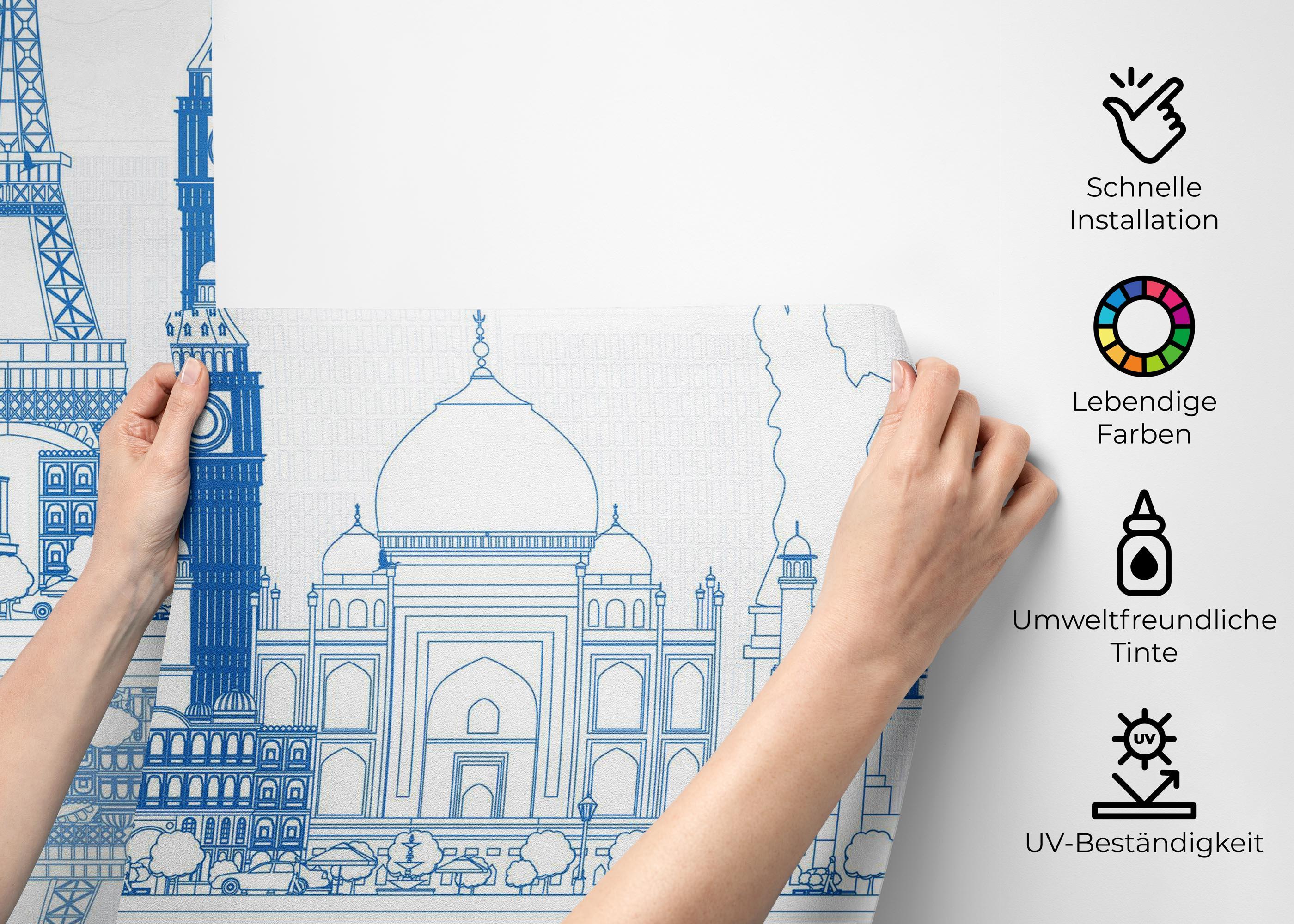 Fototapete Blue Line Travel mockup 2