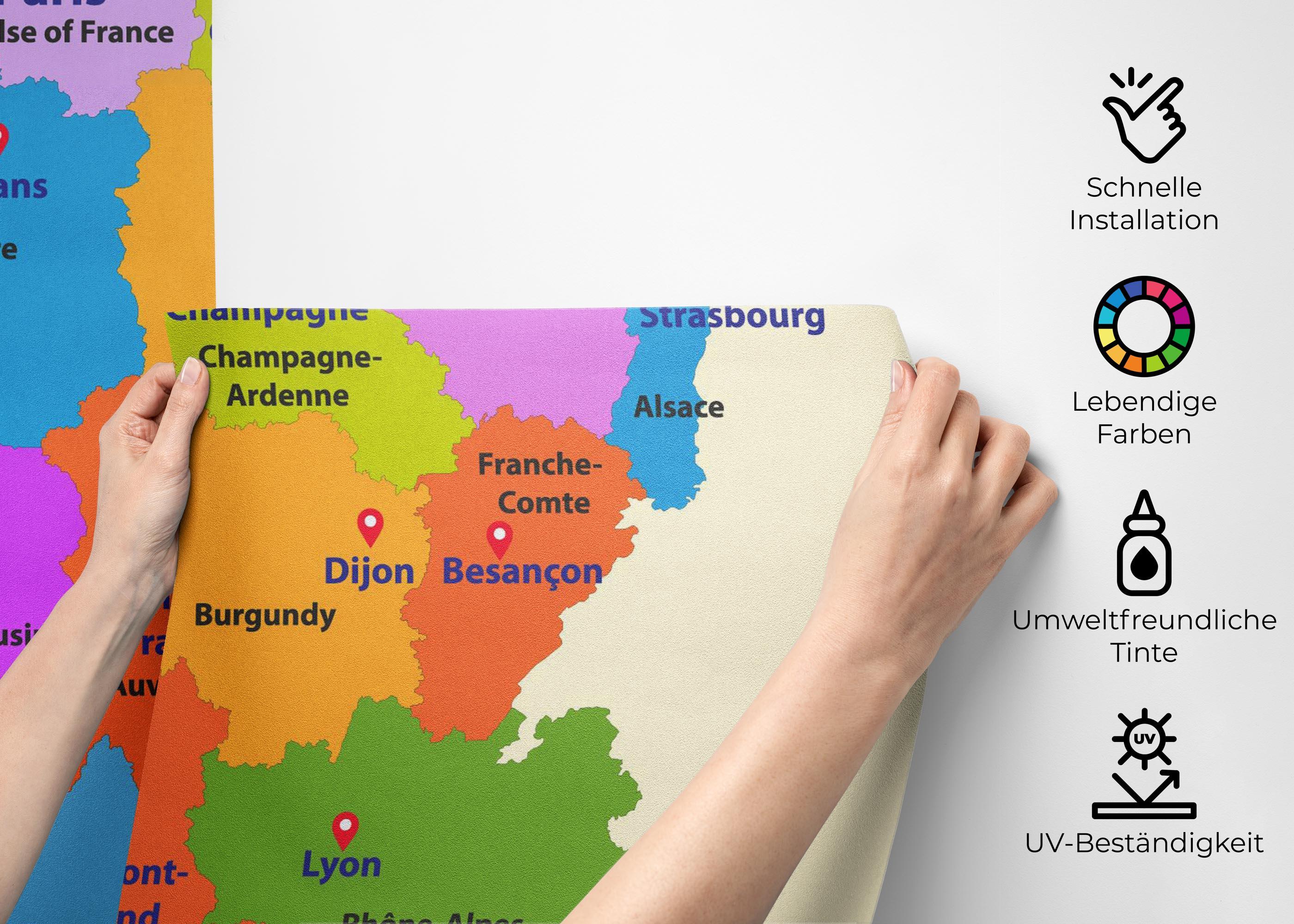Fototapete France Colorful Map mockup 2