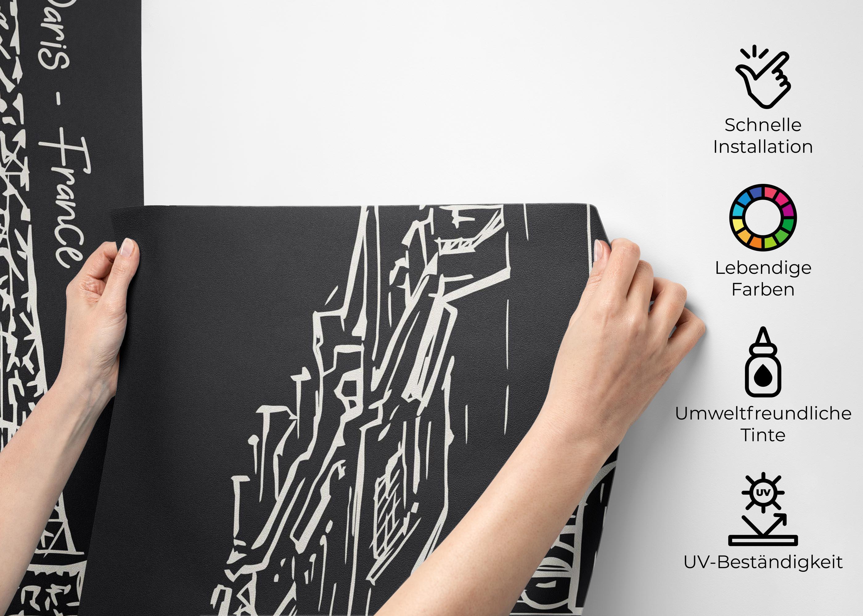 Fototapete White Paris Sketch mockup 2