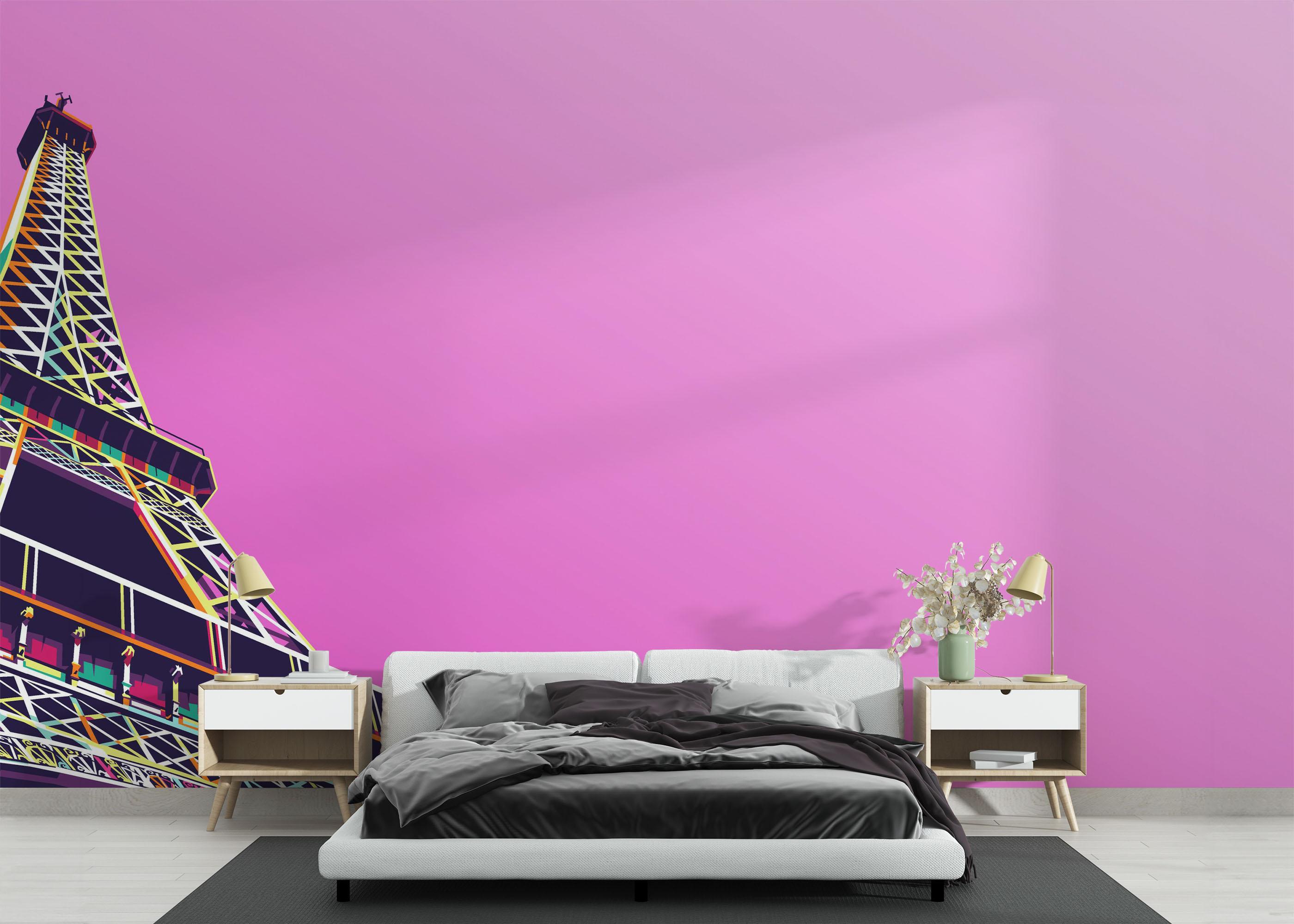 Fototapete Eiffel Purple Sky mockup 3