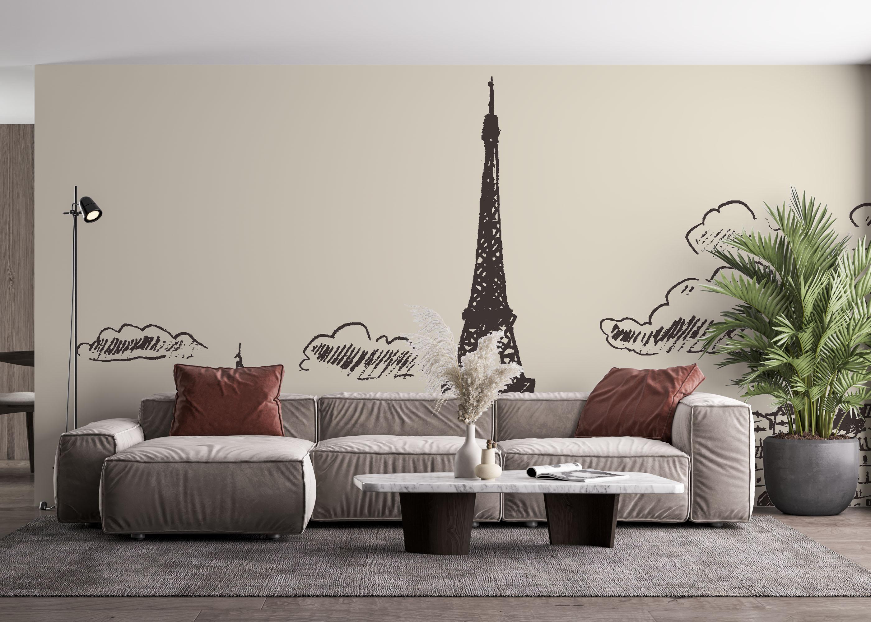 Fototapete Eiffel Tower Sketch mockup 4