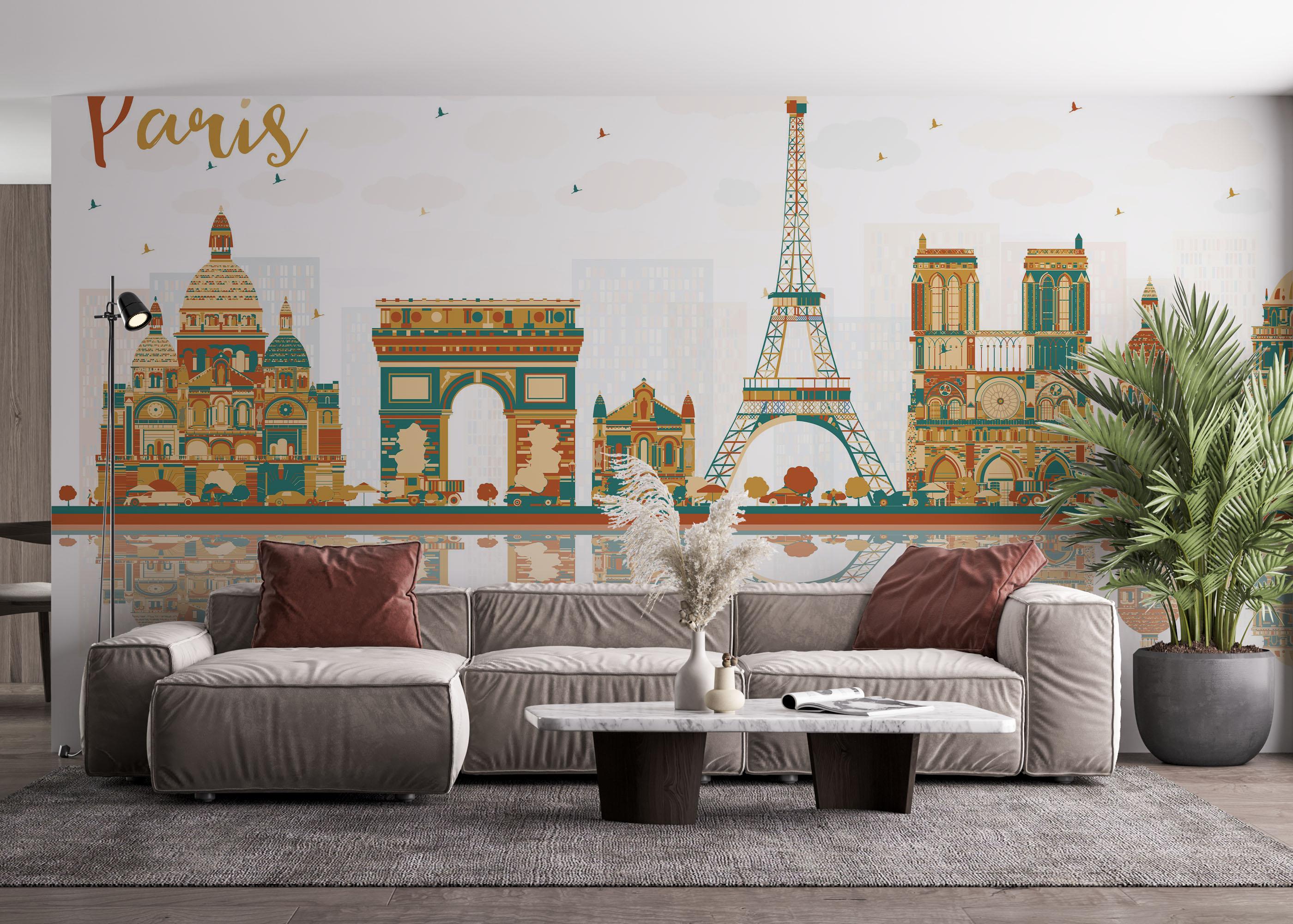 Fototapete Green Brown Paris mockup 4