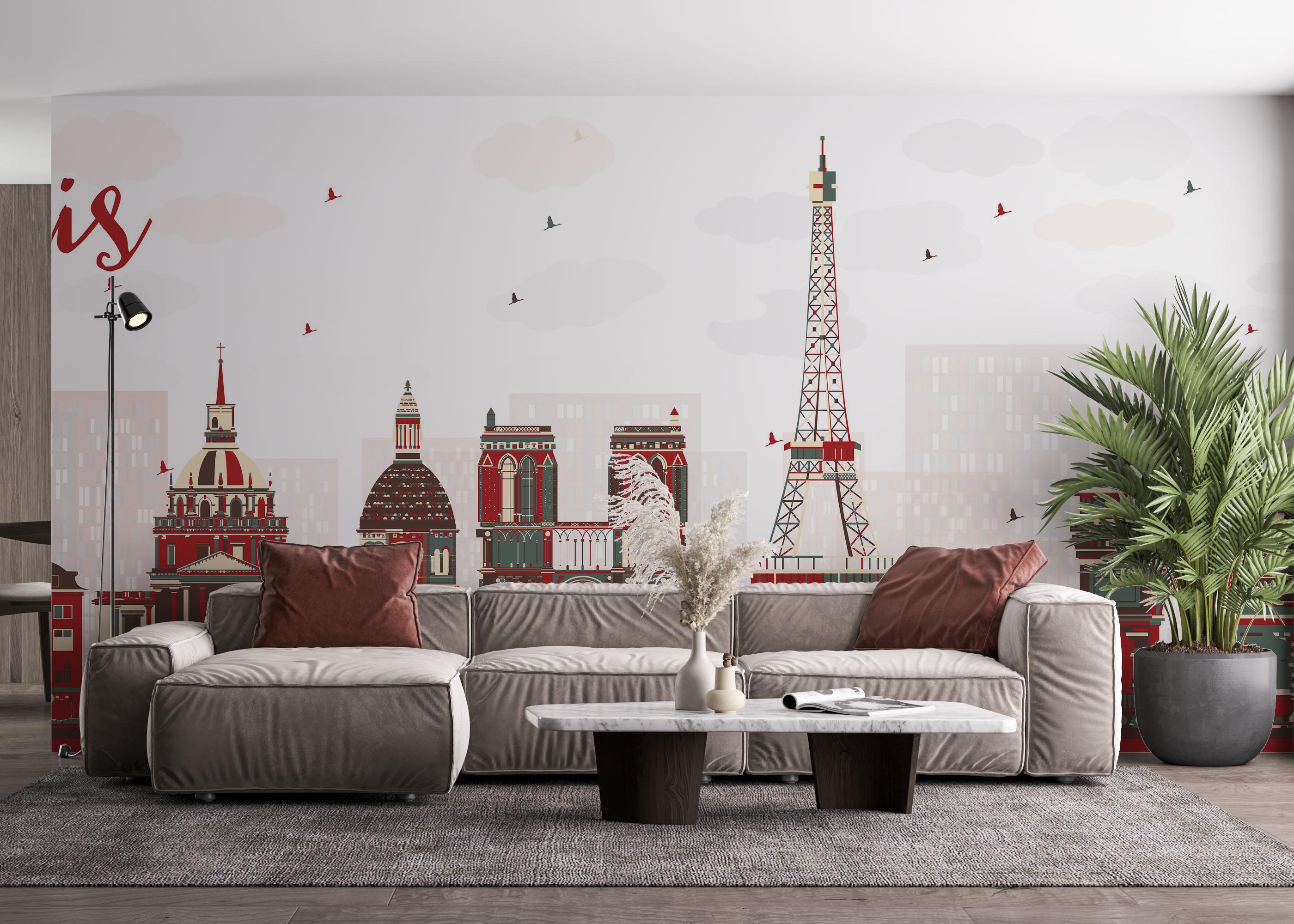 Fototapete Red Grey Paris mockup 4