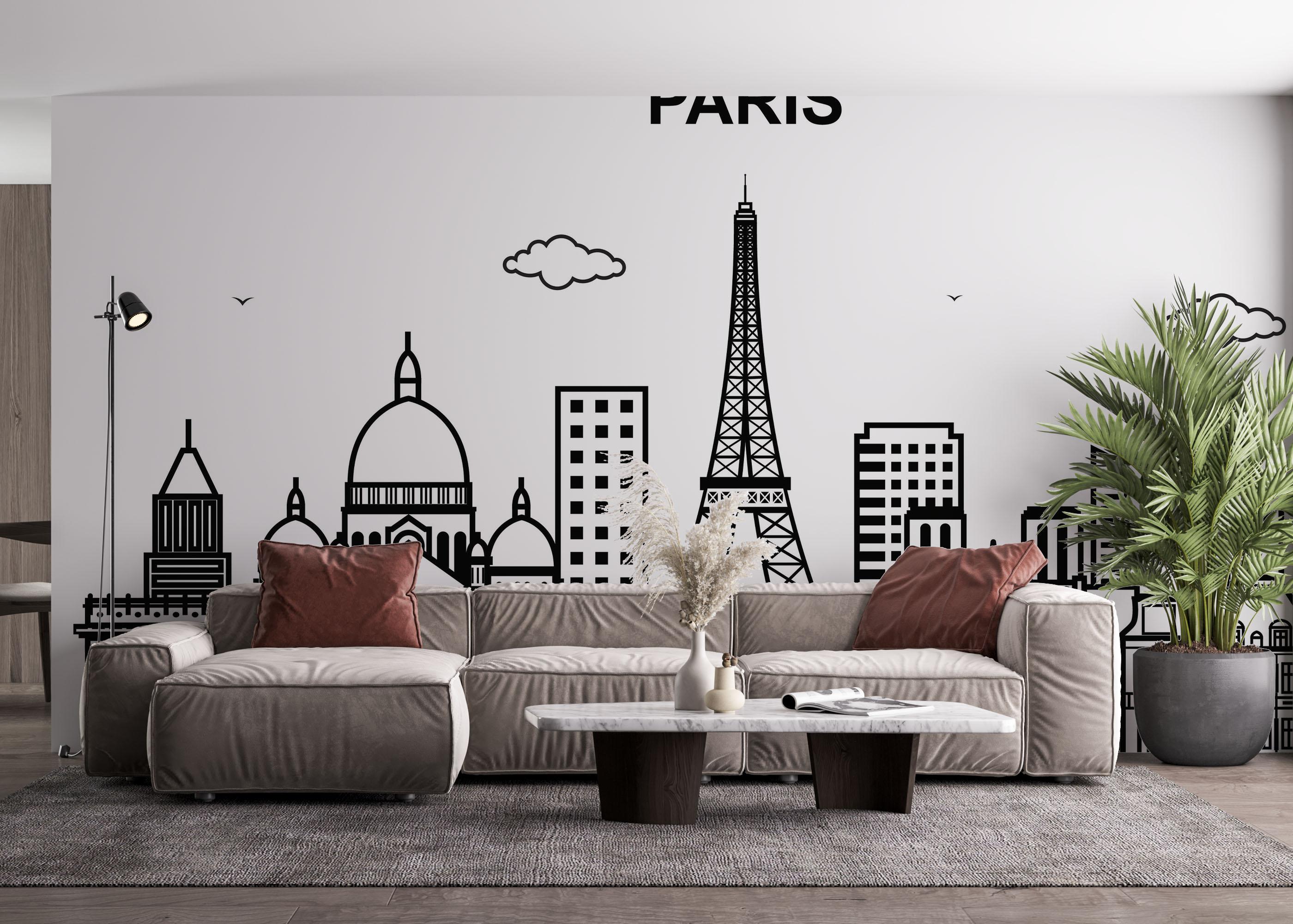 Fototapete Simple Line Paris mockup 4