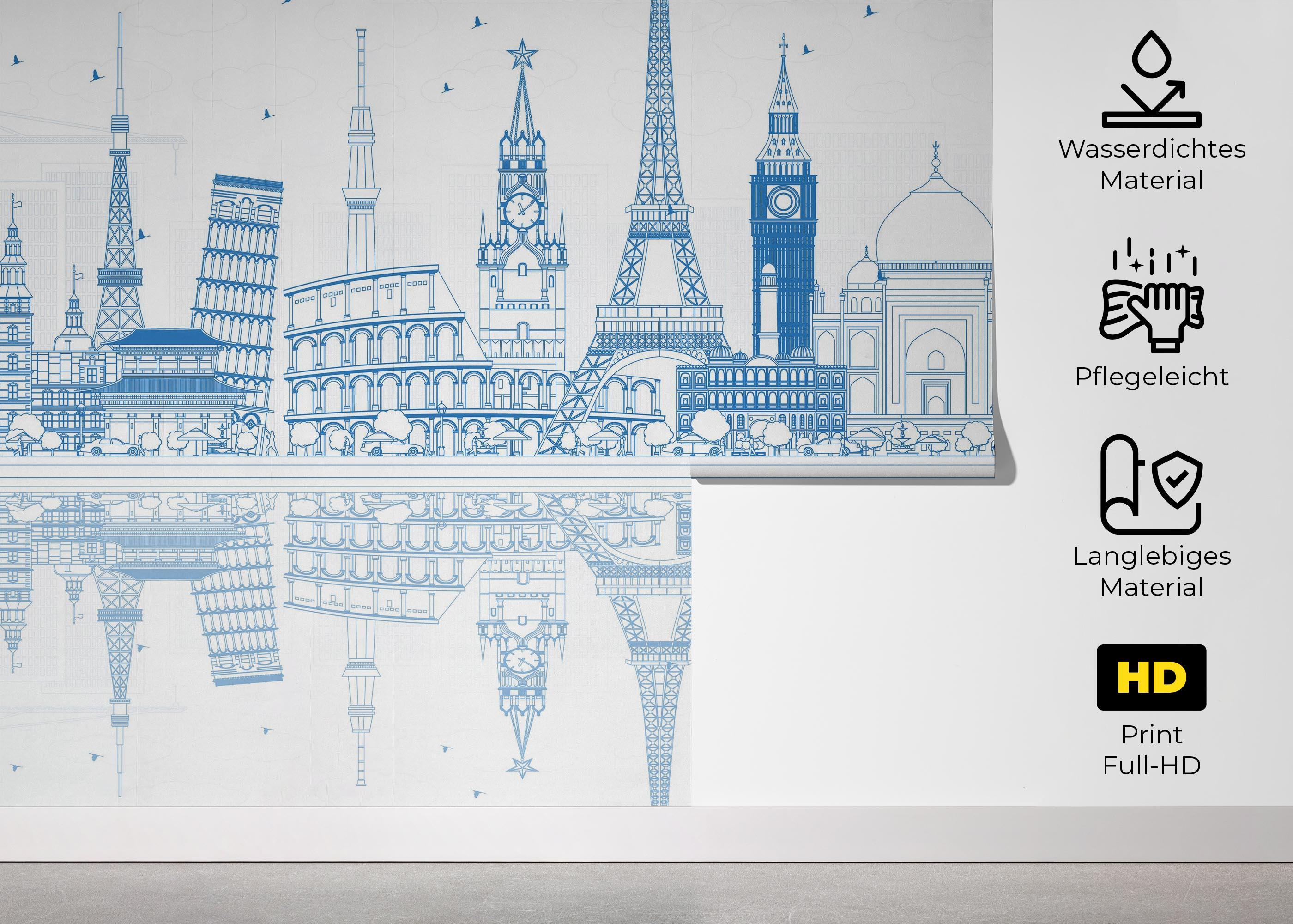 Fototapete Blue Line Travel mockup 5