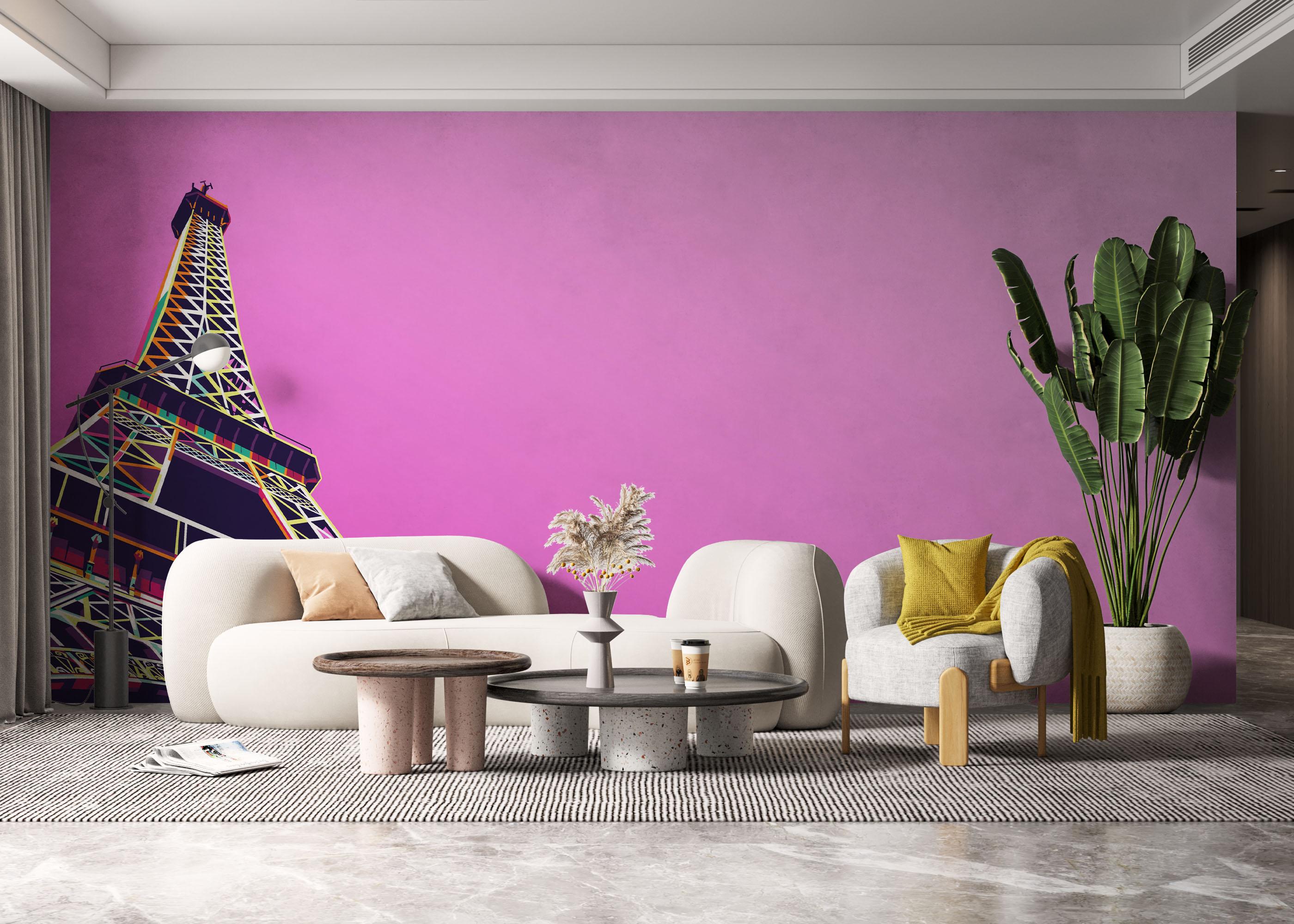 Fototapete Eiffel Purple Sky mockup 6