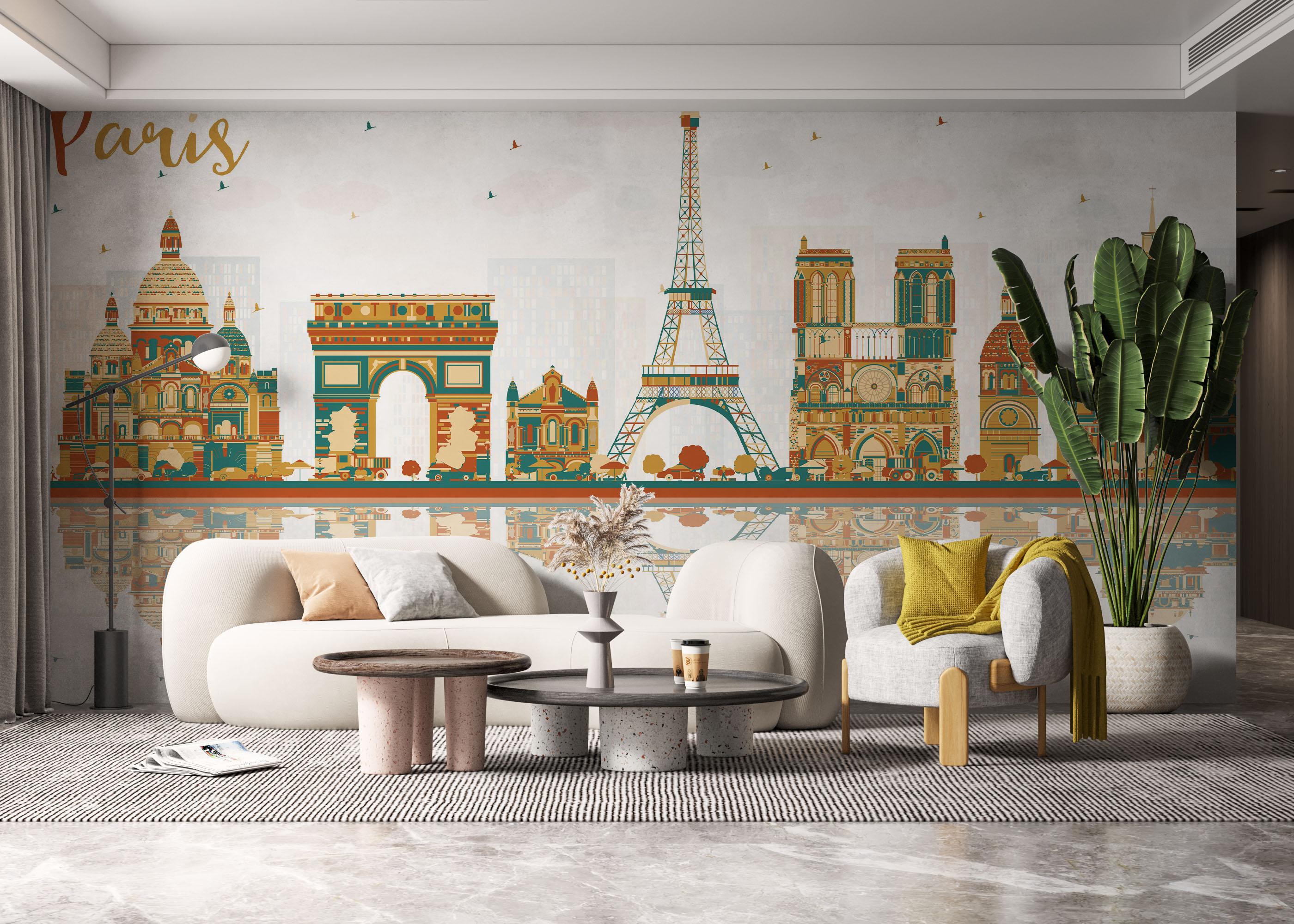 Fototapete Green Brown Paris mockup 6