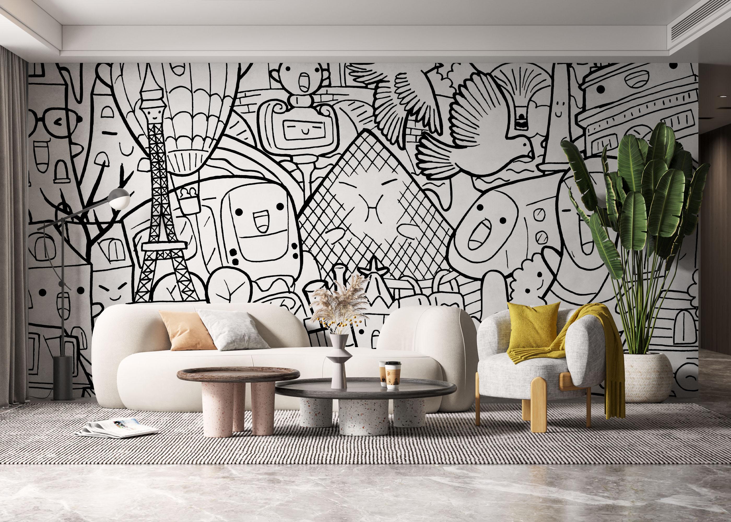 Fototapete Paris Doodle mockup 6