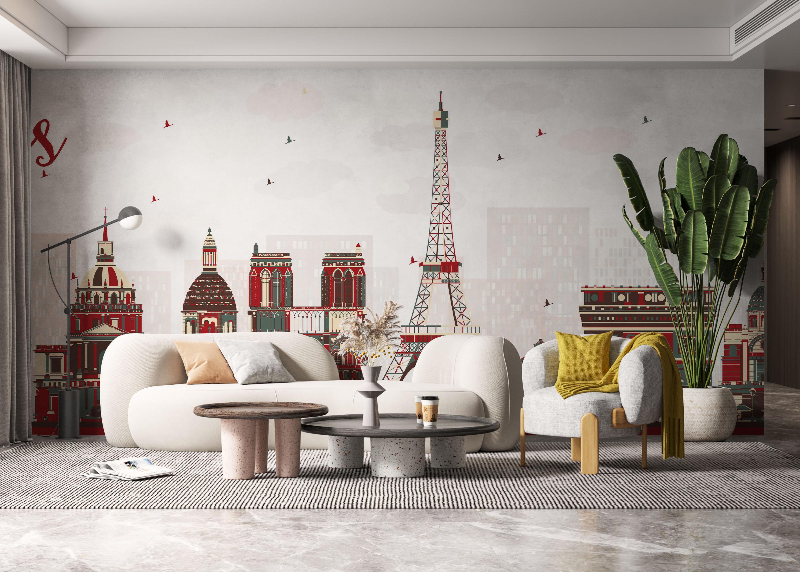 Fototapete Red Grey Paris mockup 6